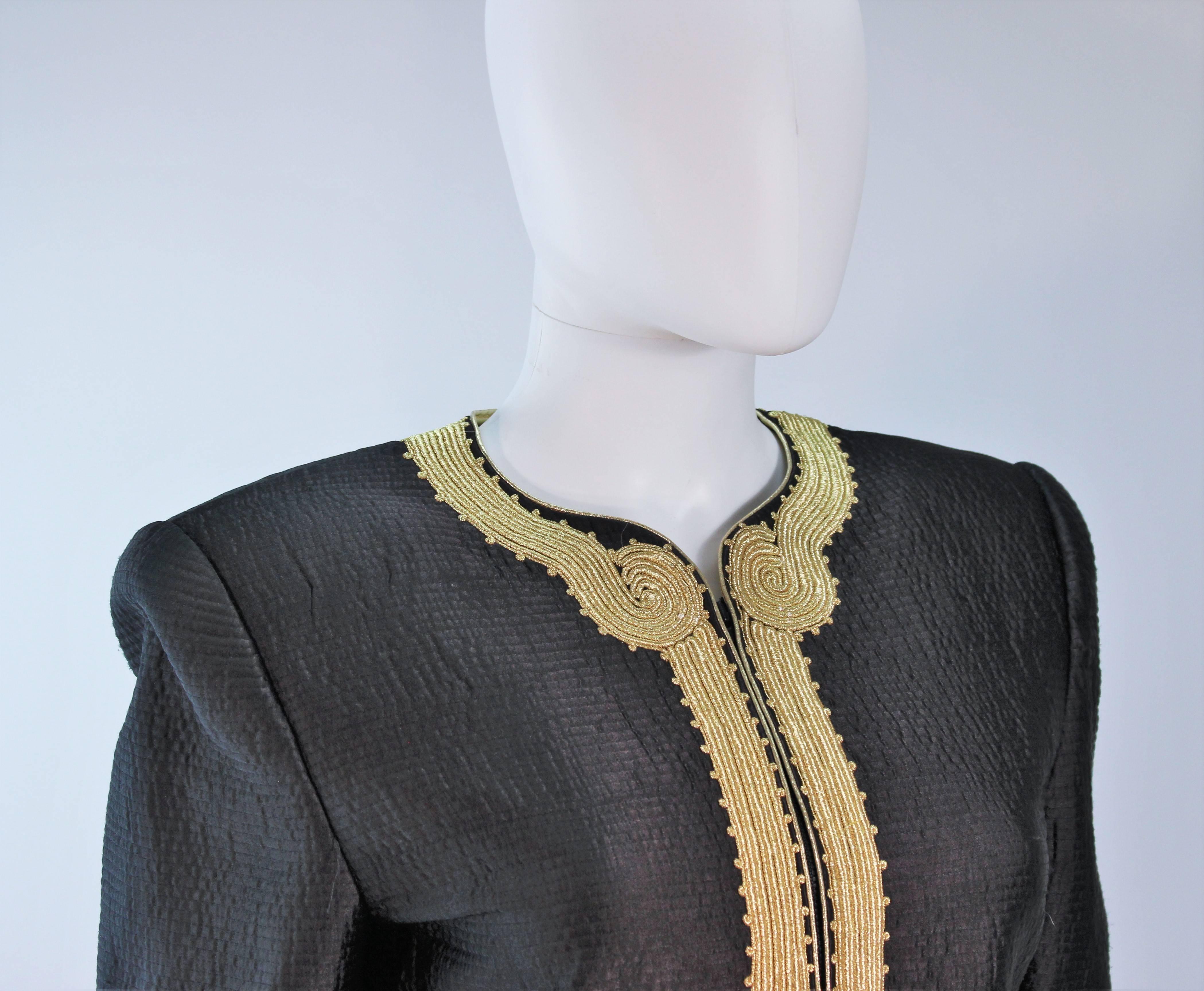 MARY MCFADDEN Black Silk Skirt Suit with Gold Embroidery Size 8 1