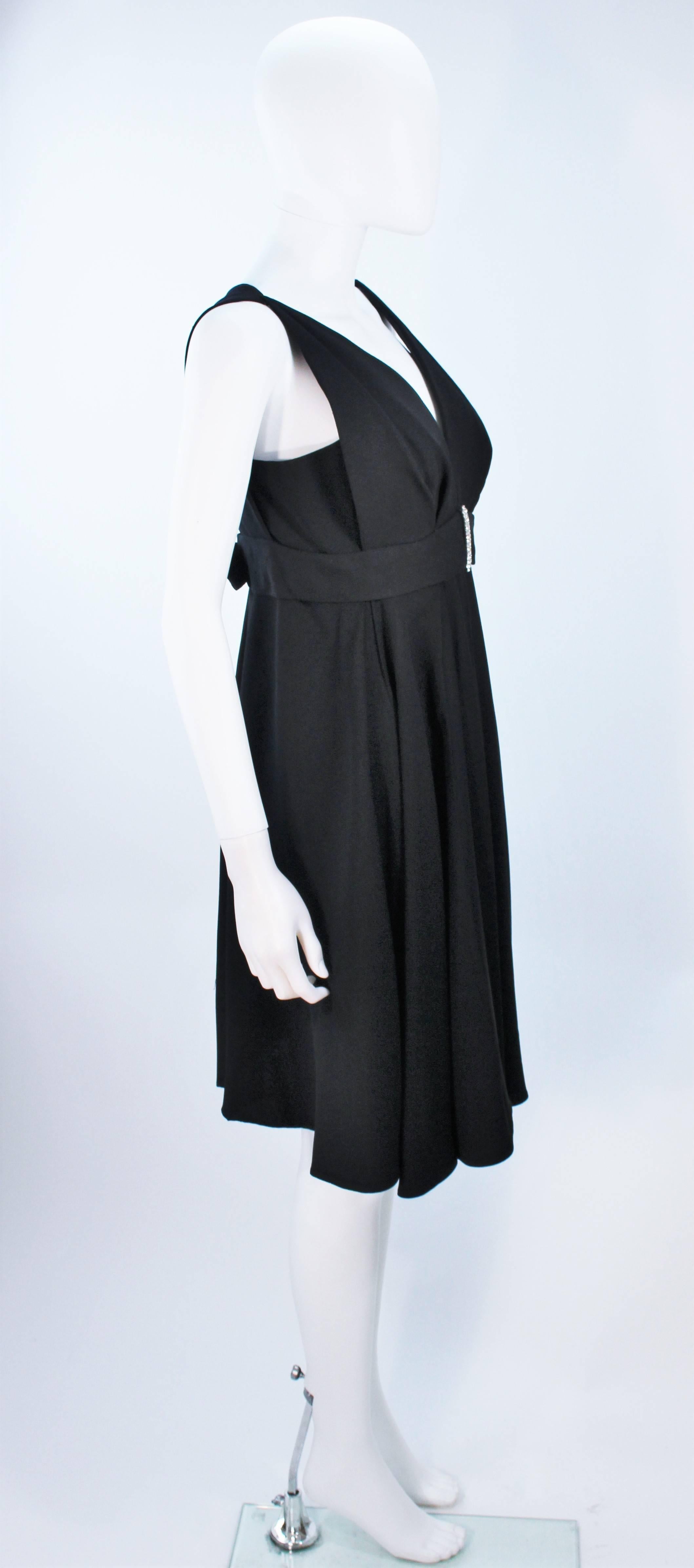 Women's 1960's Black Cocktail Dress with Rhinestone Bust Detail Size 6-8