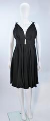 1960's Black Cocktail Dress with Rhinestone Bust Detail Size 6-8