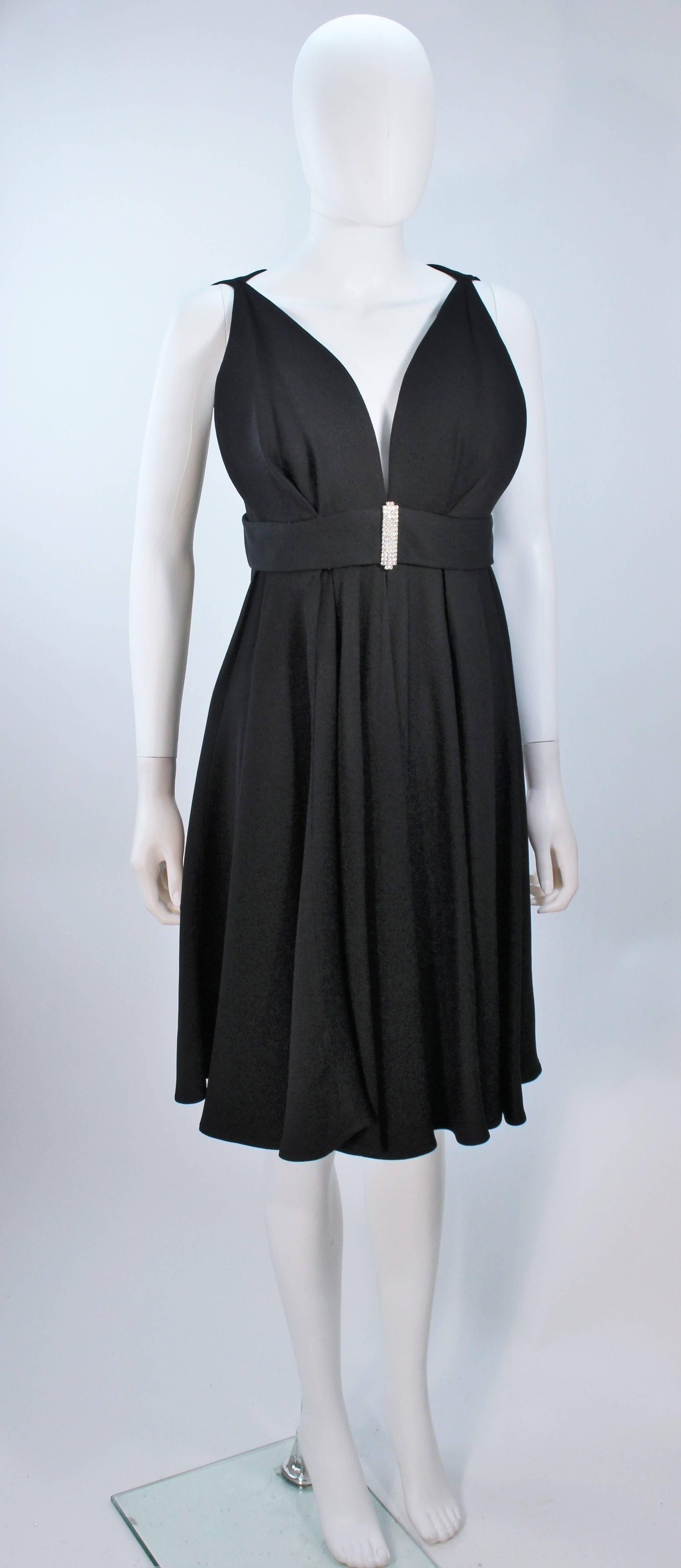 1960's Black Cocktail Dress with Rhinestone Bust Detail Size 6-8 2