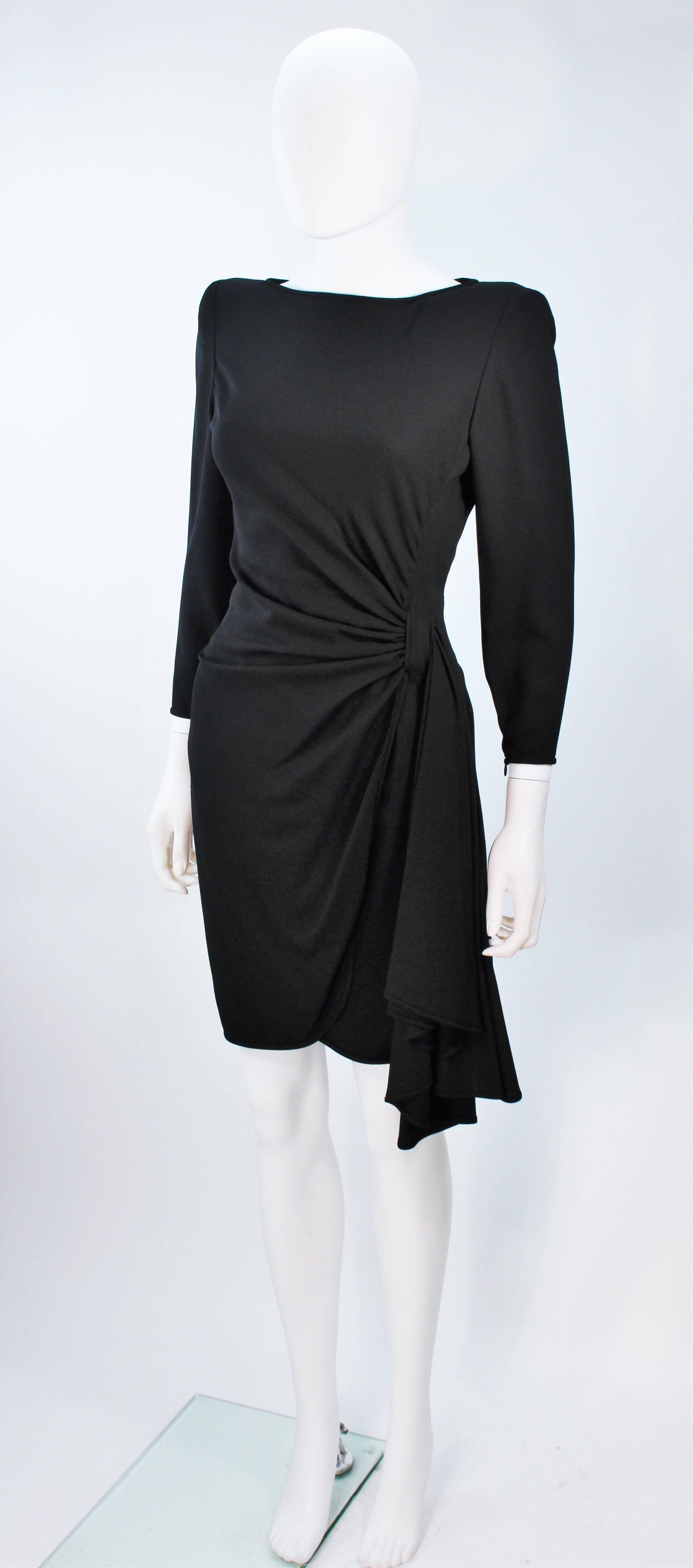 VALENTINO 1980'S Black Draped Cocktail Dress Size 6-8 In Excellent Condition For Sale In Los Angeles, CA