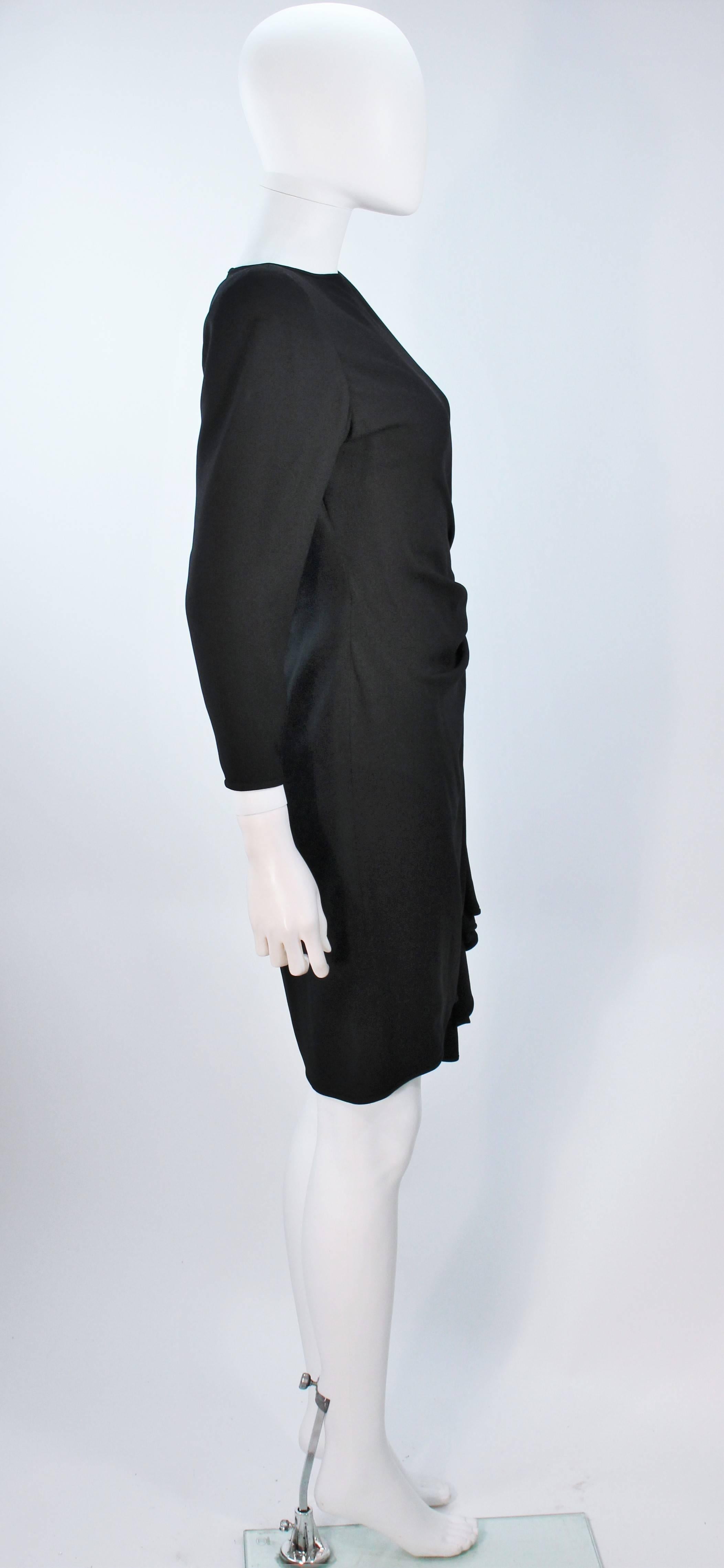 VALENTINO 1980'S Black Draped Cocktail Dress Size 6-8 For Sale 2