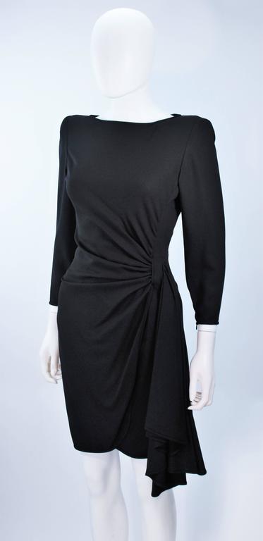 VALENTINO 1980'S Black Draped Cocktail Dress Size 6-8 For Sale at 1stDibs