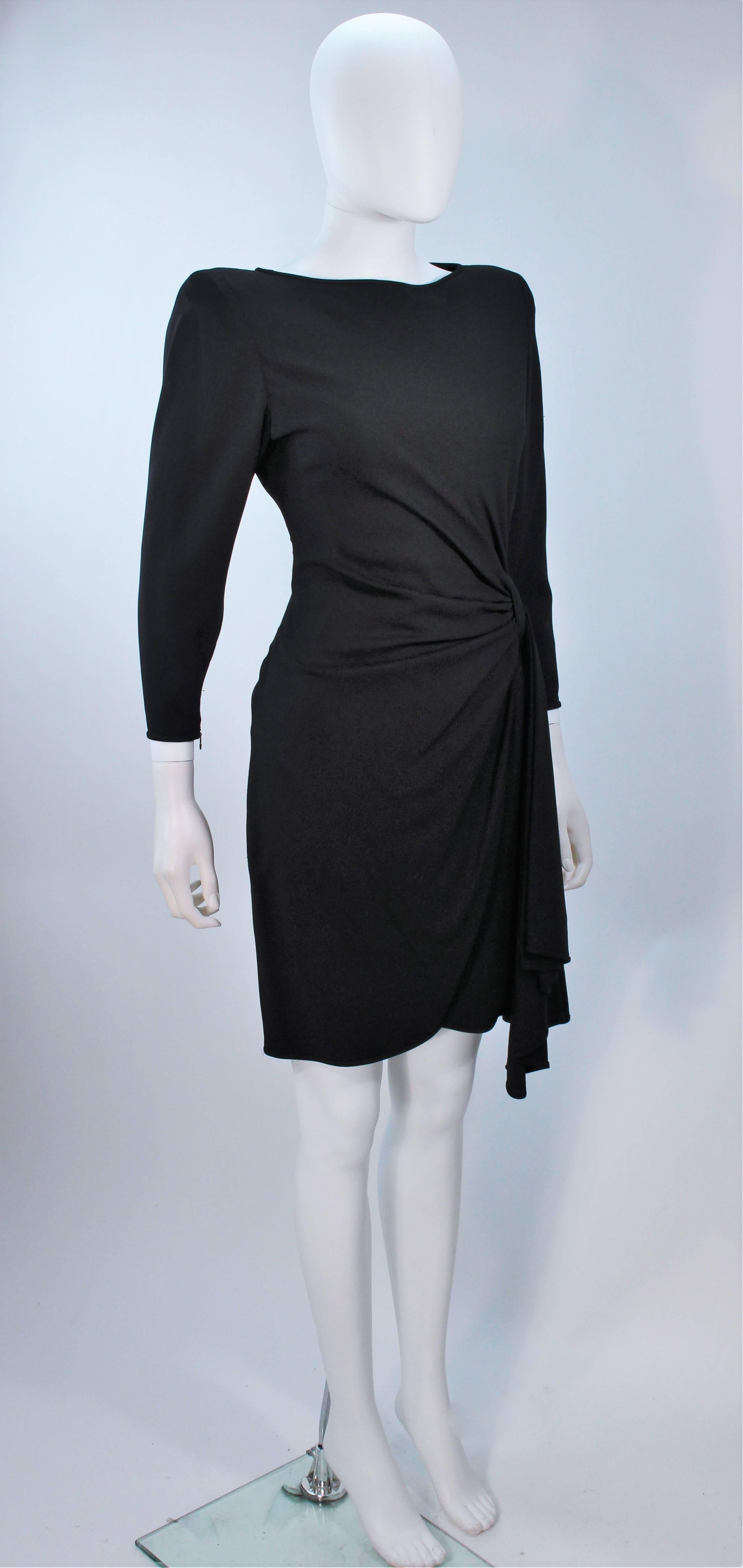 VALENTINO 1980'S Black Draped Cocktail Dress Size 6-8 For Sale 1