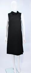 GIANNI VERSACE Black Wool Tunic Dress with Mink Collar and Open Sides Size 4-6