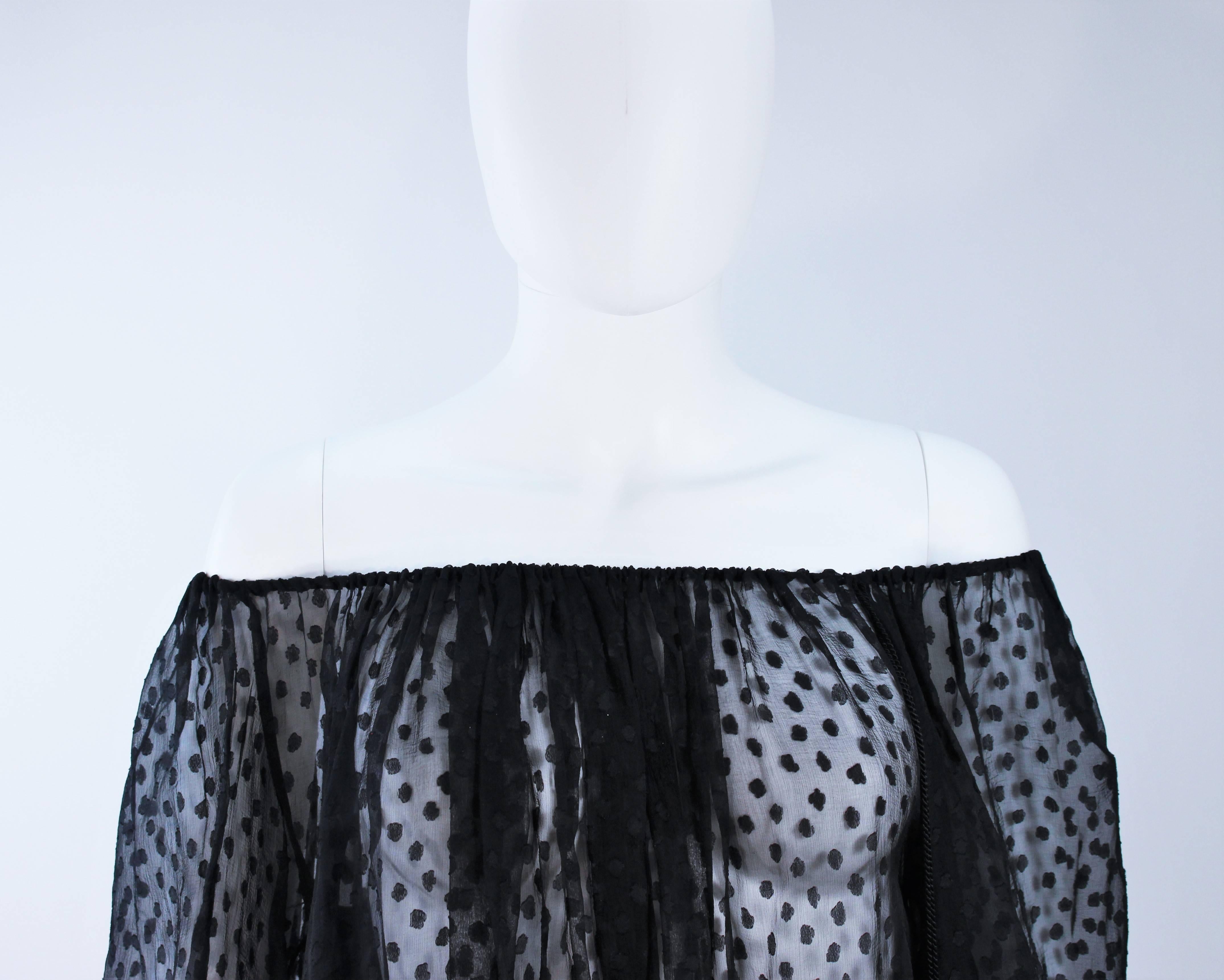 Women's YVES SAINT LAURENT Black Silk Polka Dot Blouse with Billow Sleeves Size 36