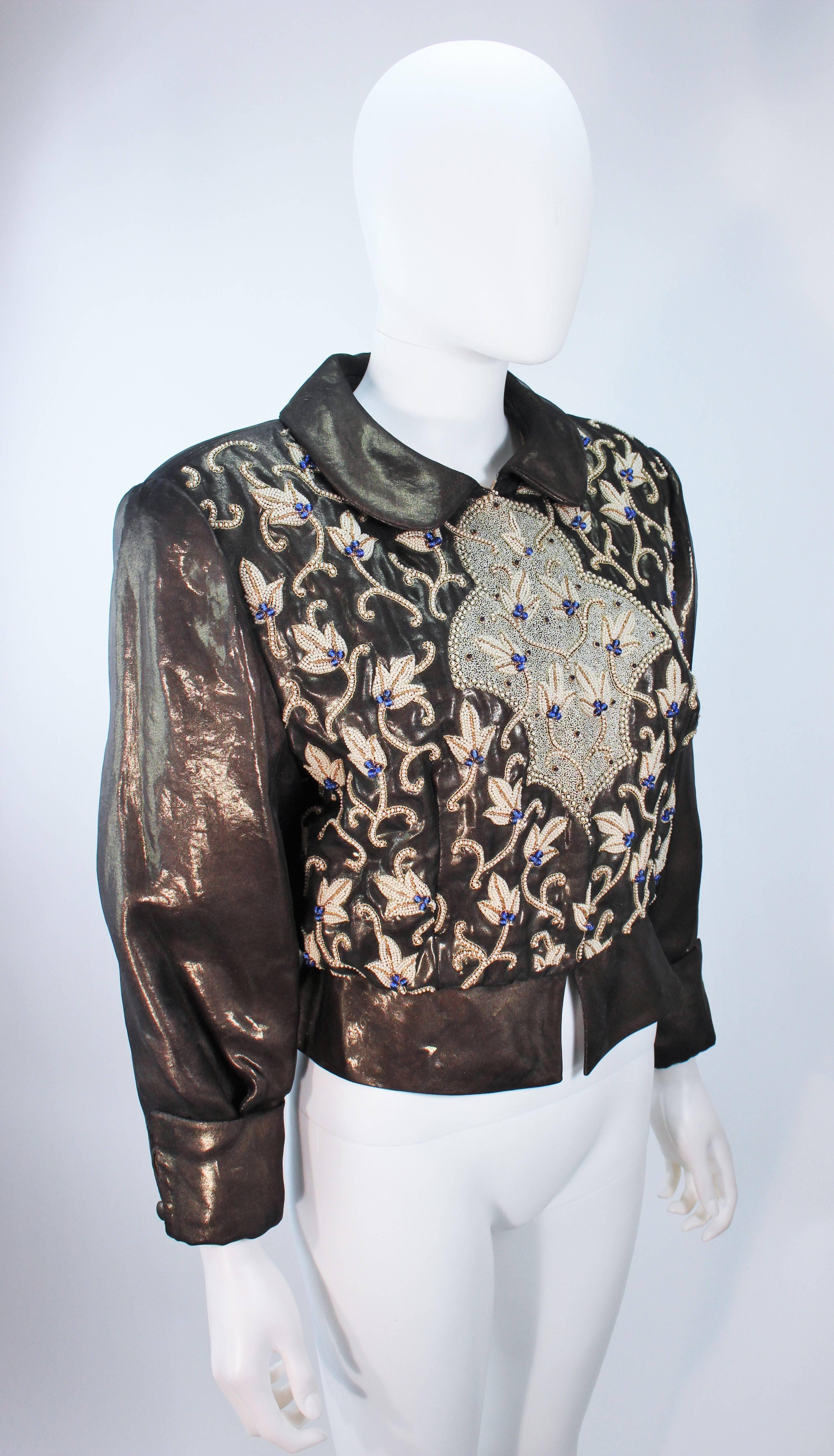 Women's GIORGIO ARMANI Bronze Jacket with Bead Applique and Embroidery Size 44 10