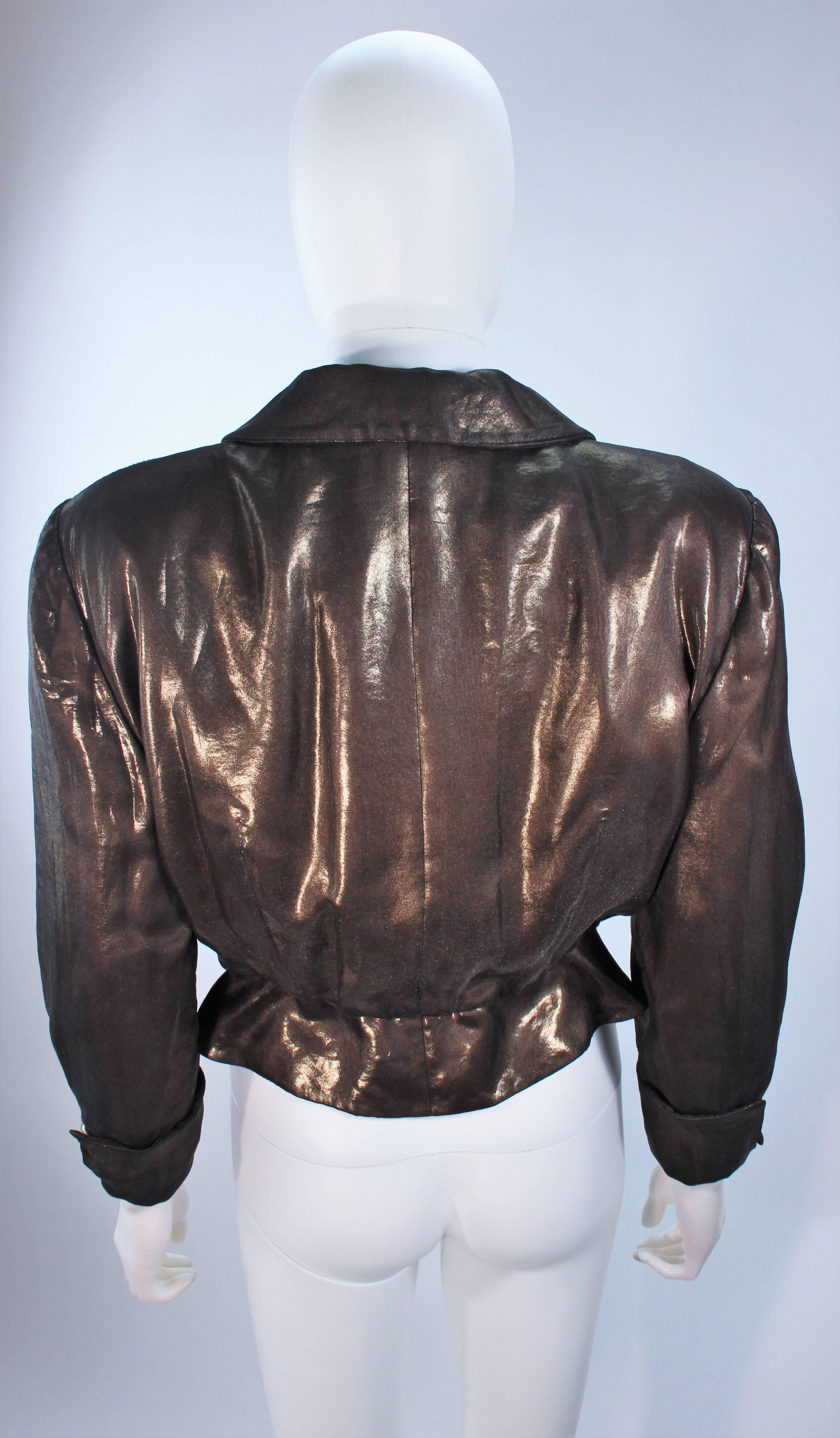 GIORGIO ARMANI Bronze Jacket with Bead Applique and Embroidery Size 44 10 2