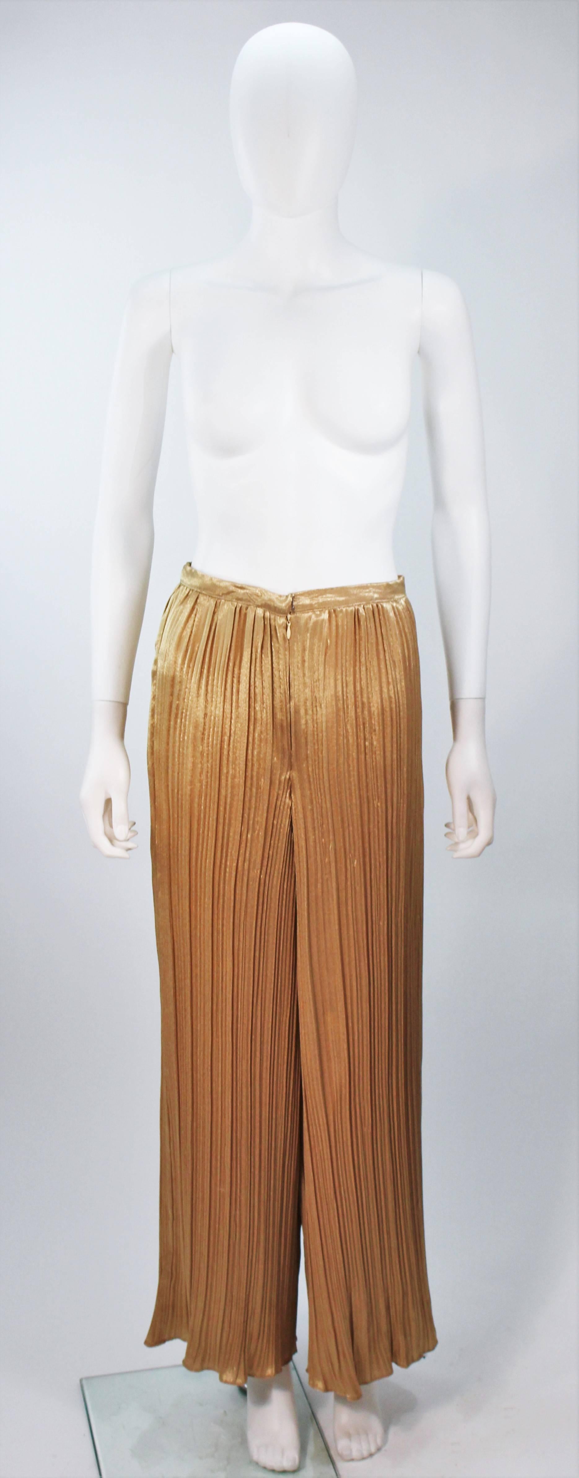 TRAVILLA Gold Metallic Silk Lame Pant Suit Ensemble Size 6 For Sale 1