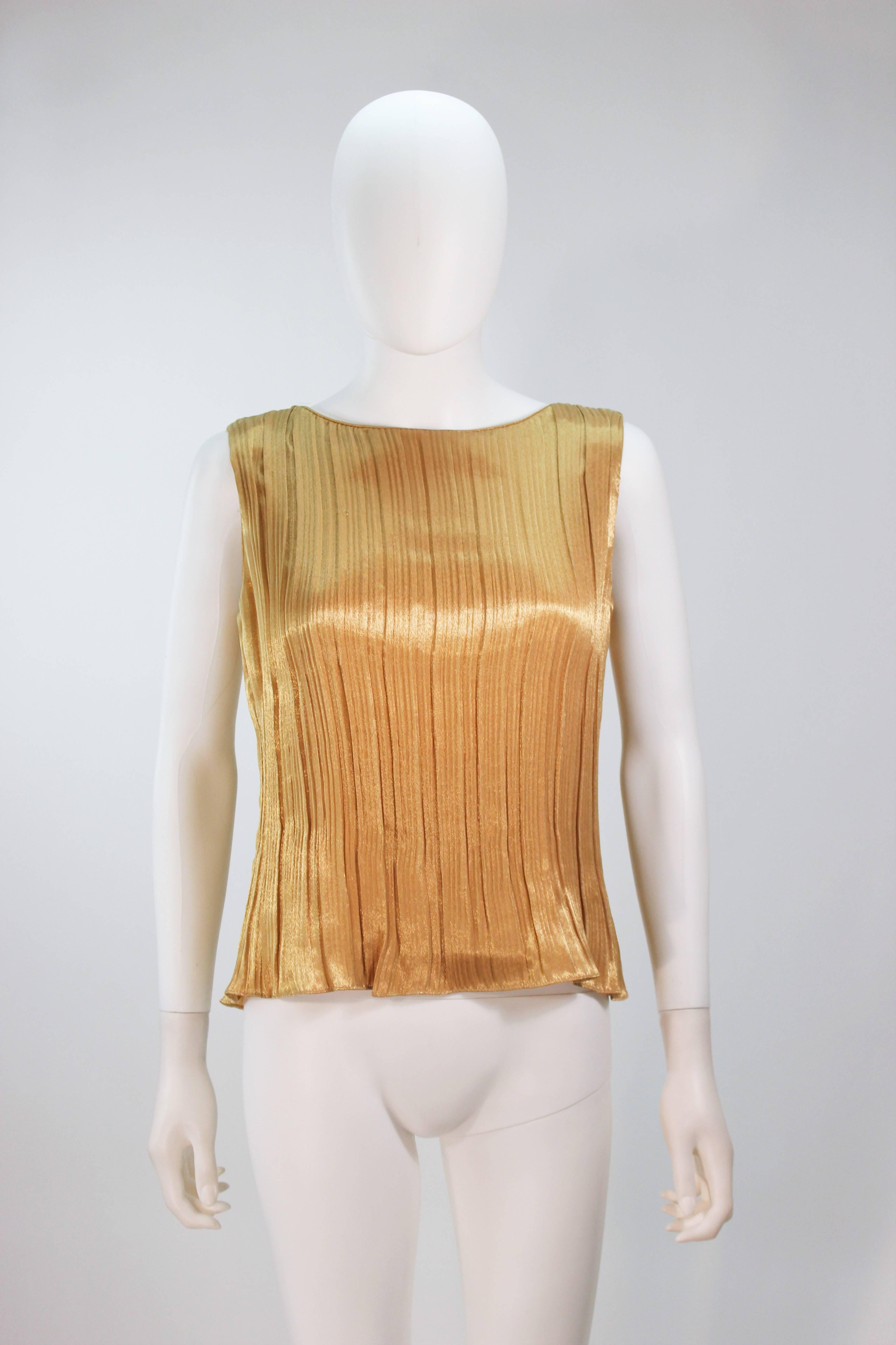 Women's TRAVILLA Gold Metallic Silk Lame Pant Suit Ensemble Size 6 For Sale