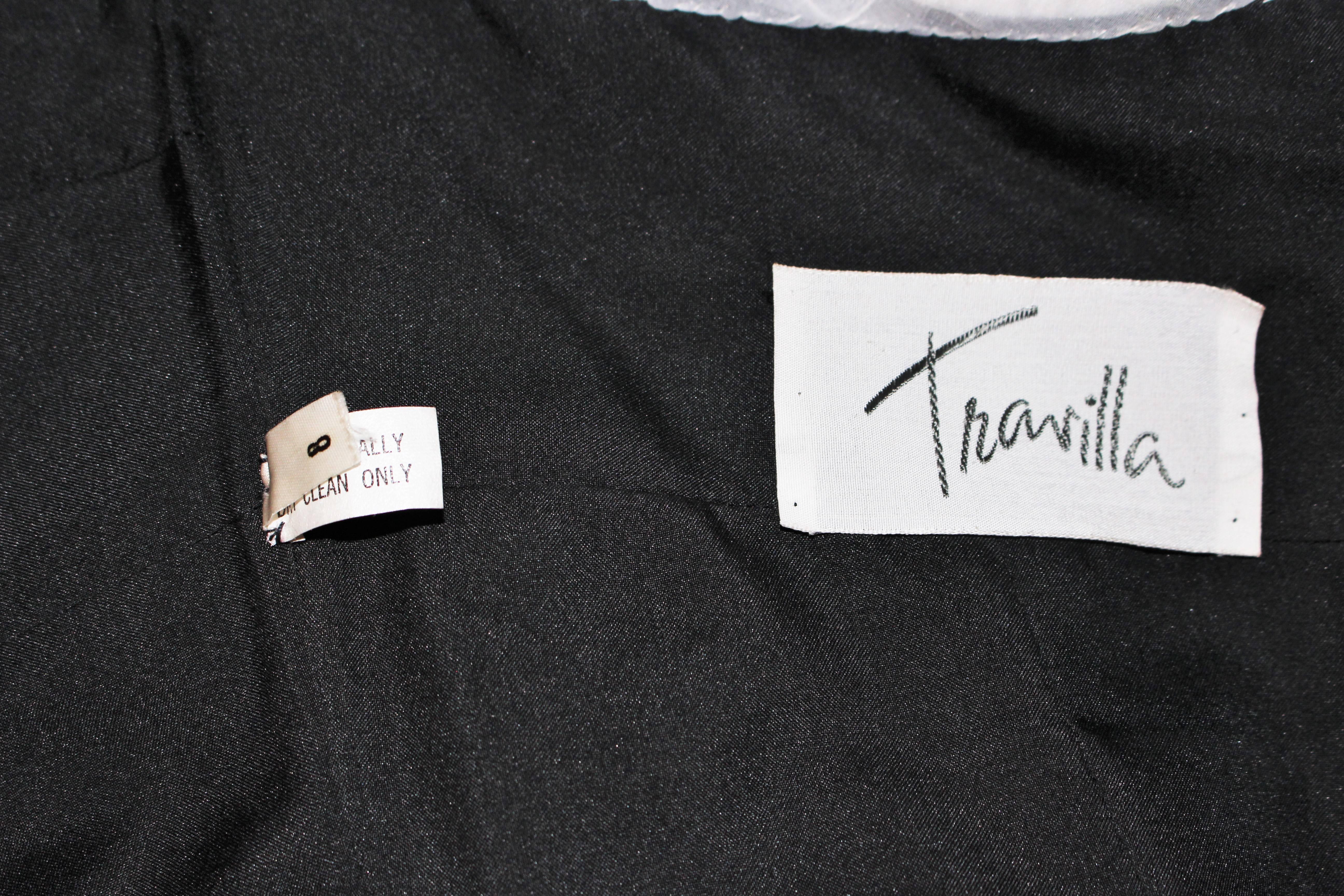TRAVILLA Black Denim Cocktail Dress with Jacket and White Stitching Size 8 - 10 For Sale 3