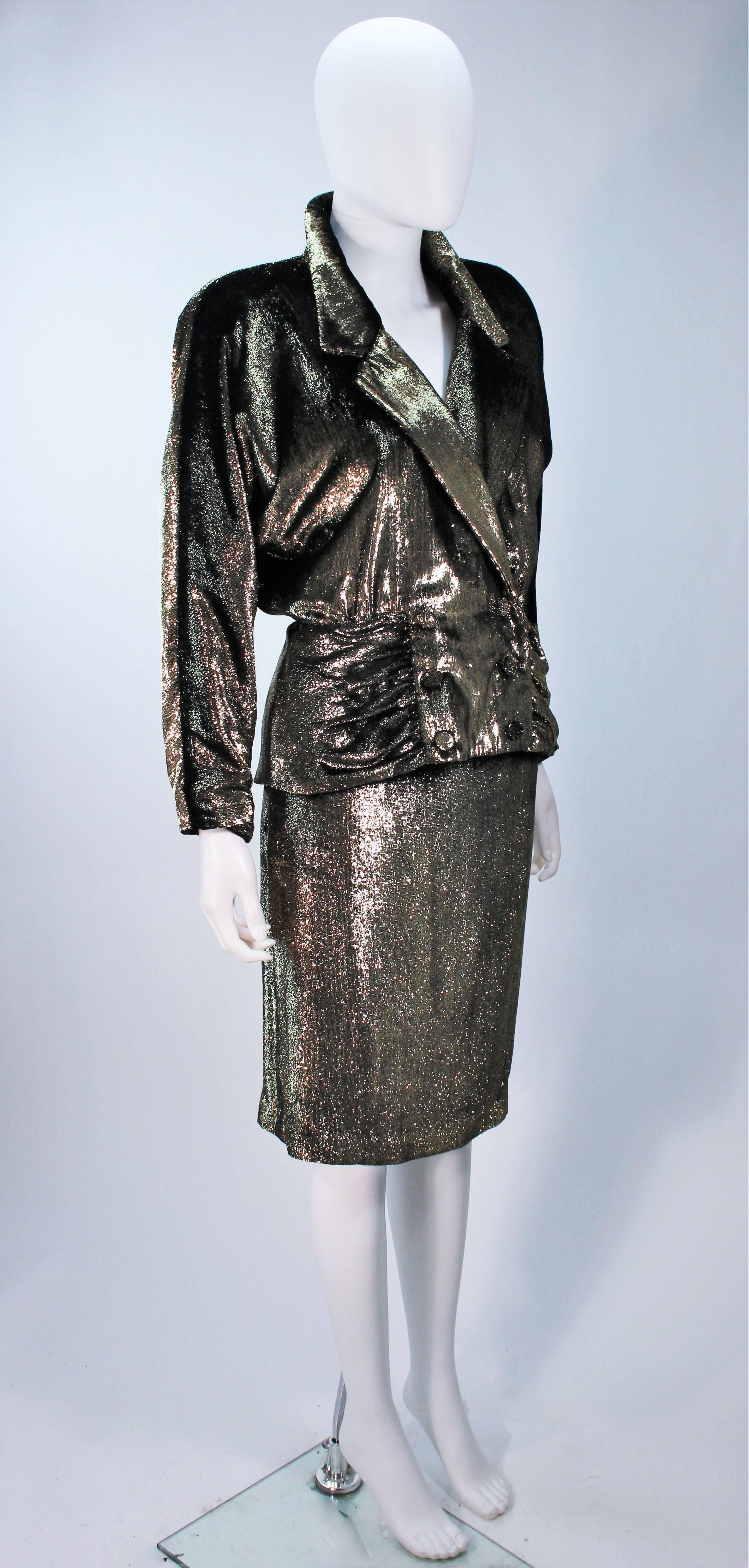 Women's TRAVILLA Gold Velvet Lame Skirt Suit Size 6 For Sale
