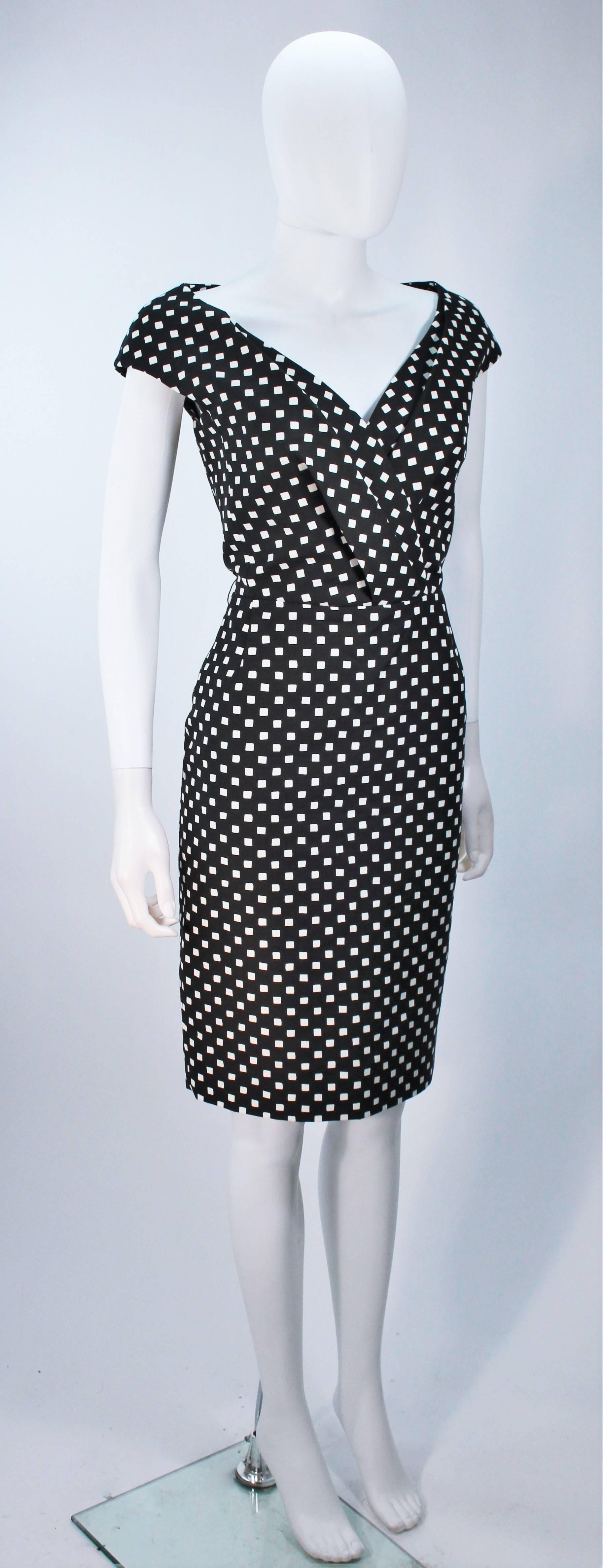 CHRISTIAN DIOR Black and White Checkered Cocktail Dress Size 42 6 1