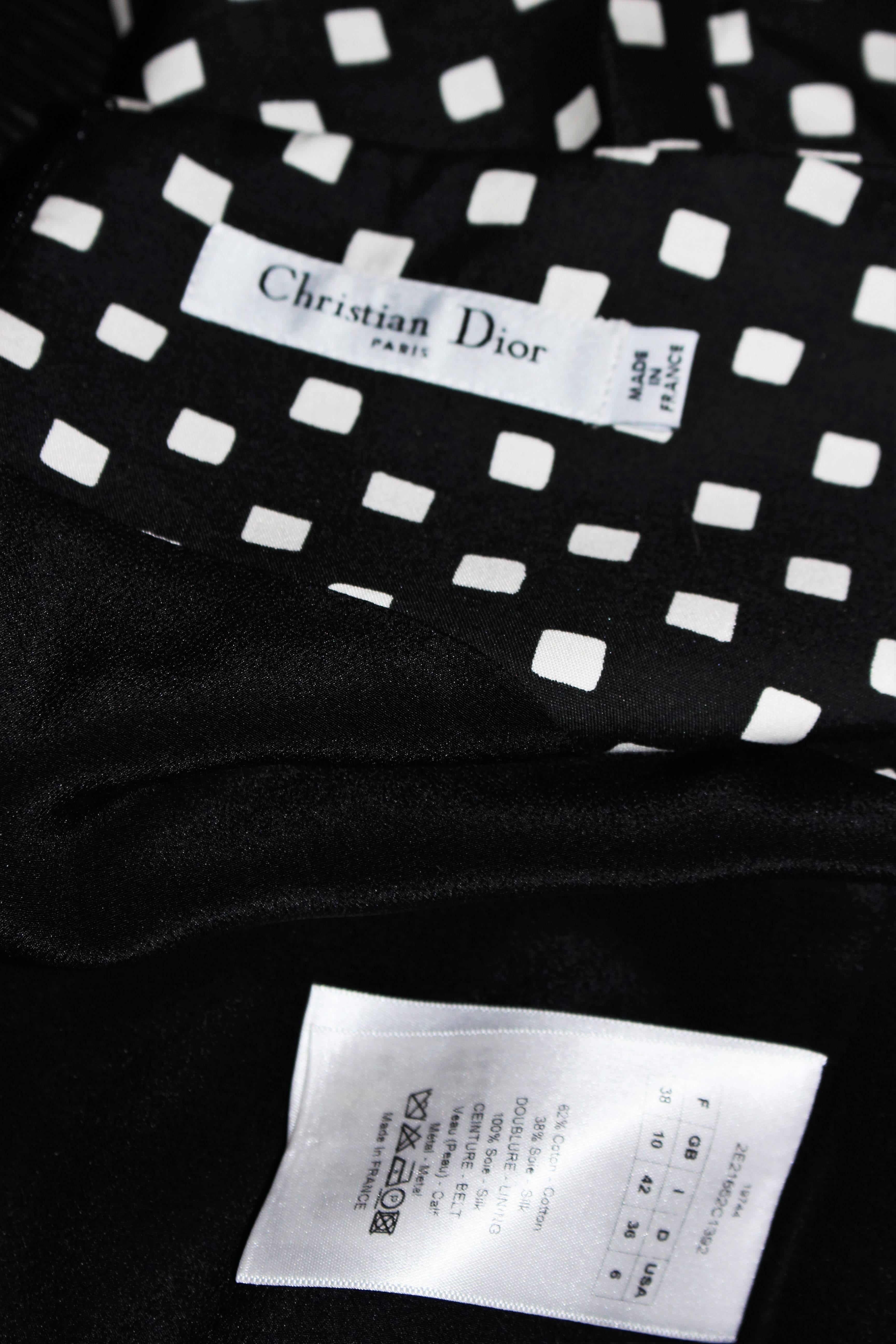 CHRISTIAN DIOR Black and White Checkered Cocktail Dress Size 42 6 6
