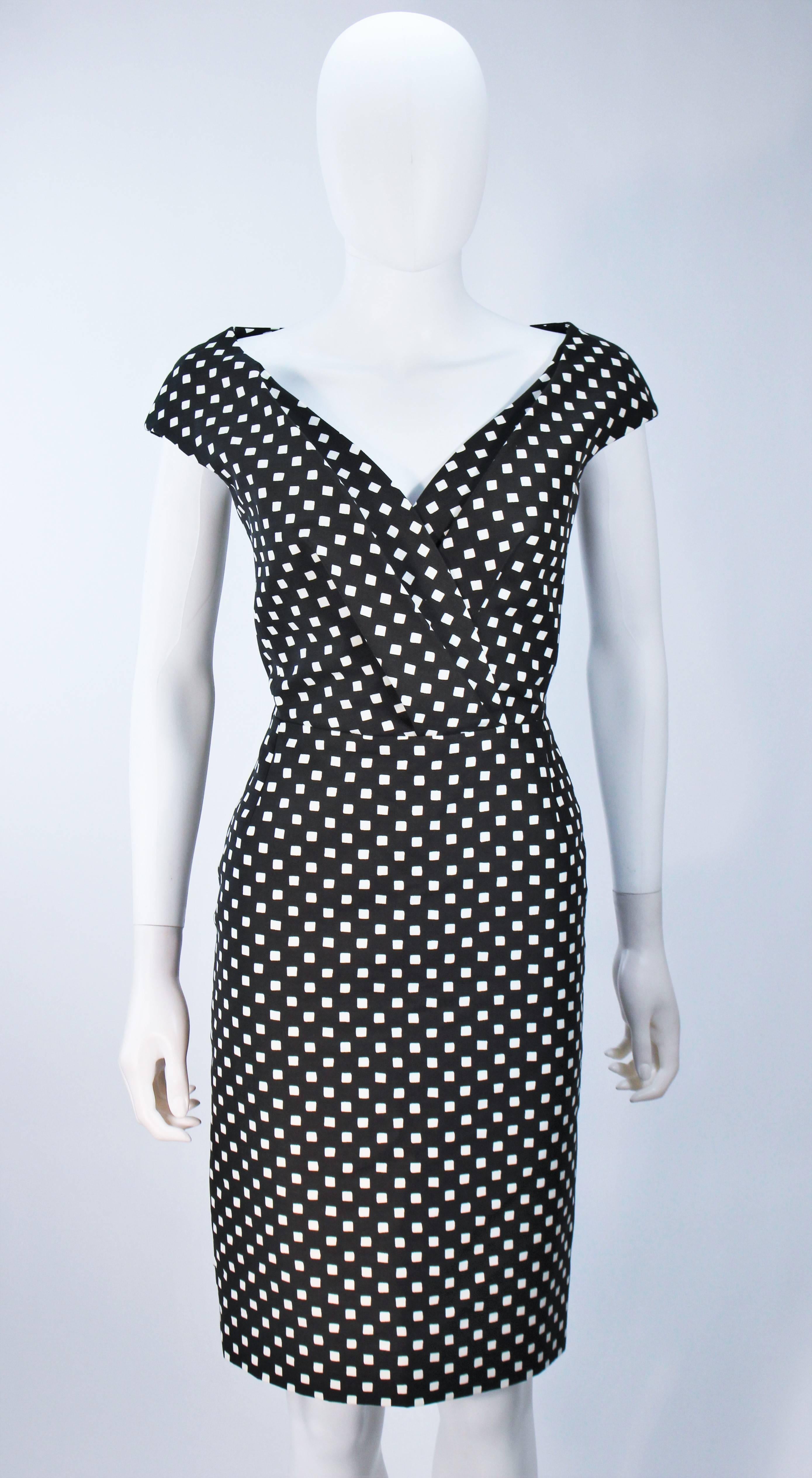 CHRISTIAN DIOR Black and White Checkered Cocktail Dress Size 42 6 In Excellent Condition In Los Angeles, CA