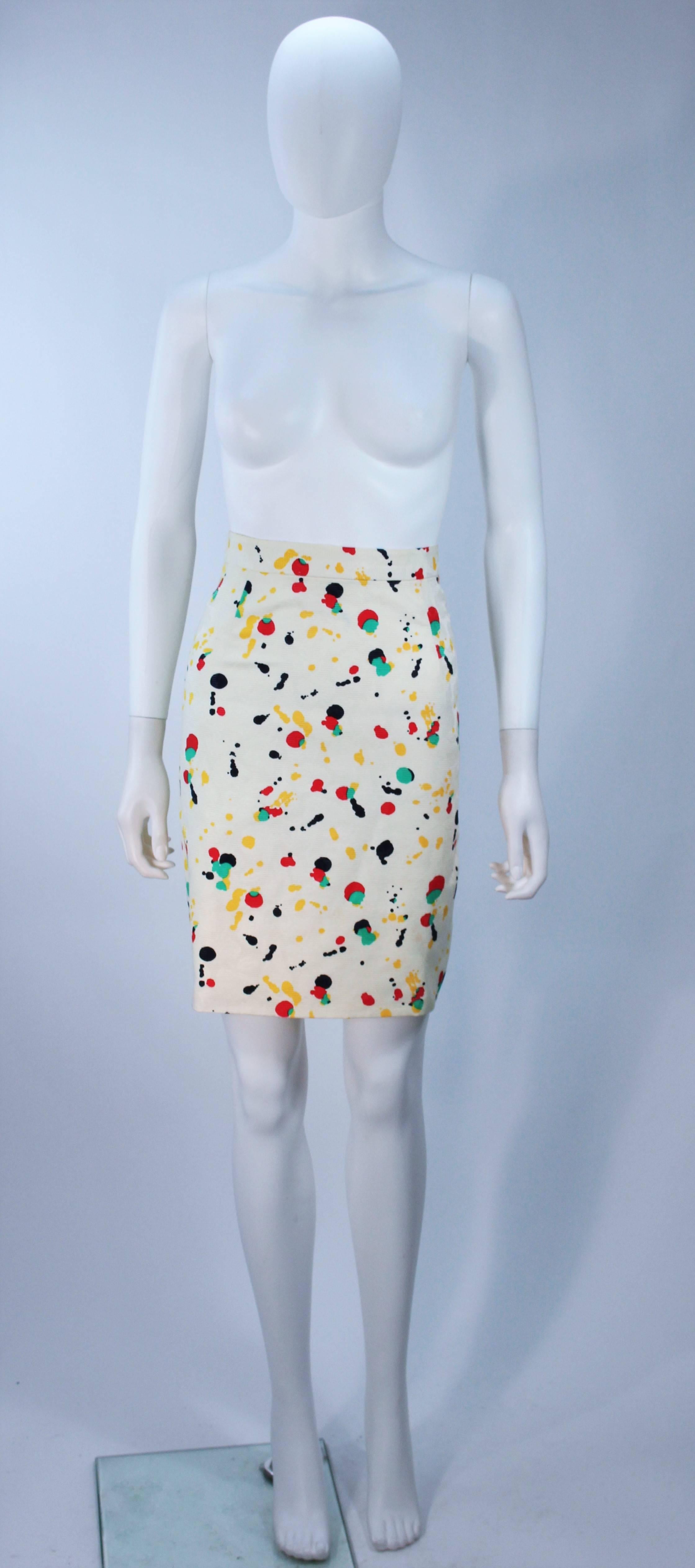 TRAVILLA Color Pop Paint Splatter Floral Skirt Suit Size 6 For Sale 2