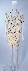 TRAVILLA Color Pop Paint Splatter Floral Skirt Suit Size 6