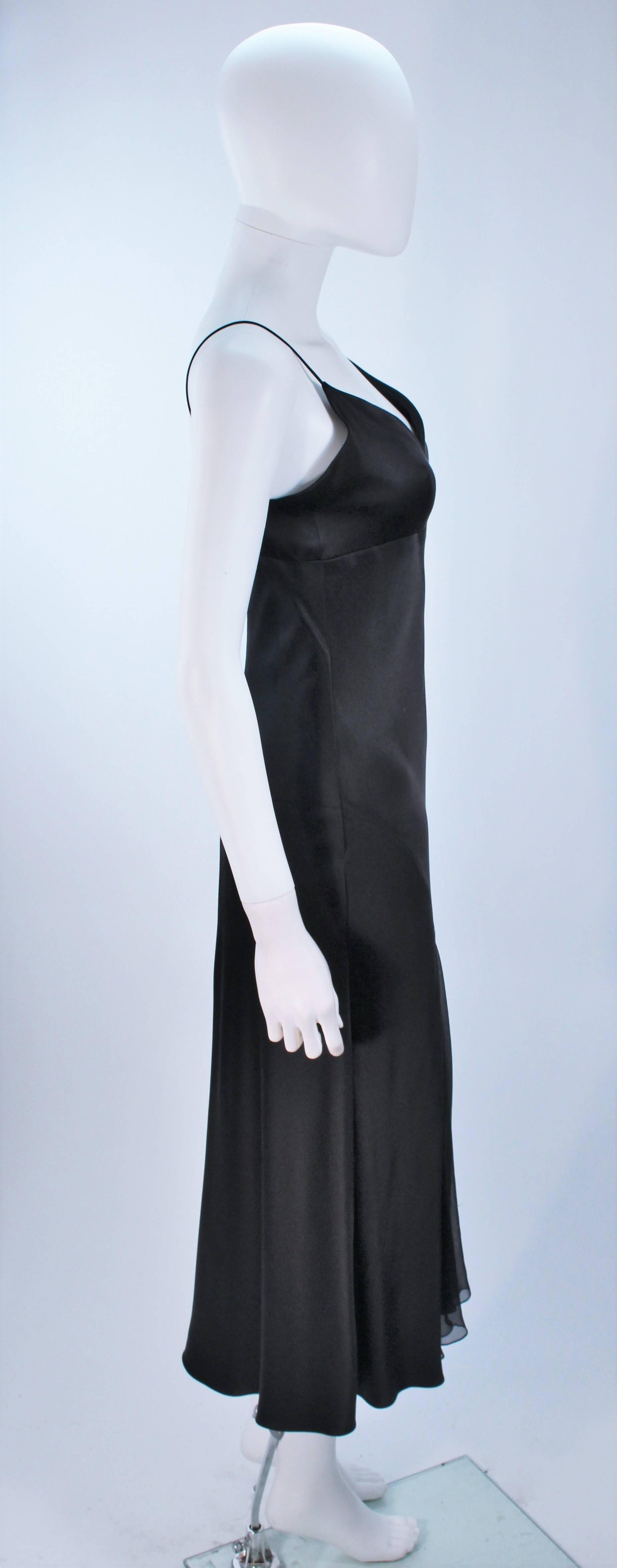 MONIQUE LHUILLER Black Silk Bias Cut Dress Size 12 For Sale 3