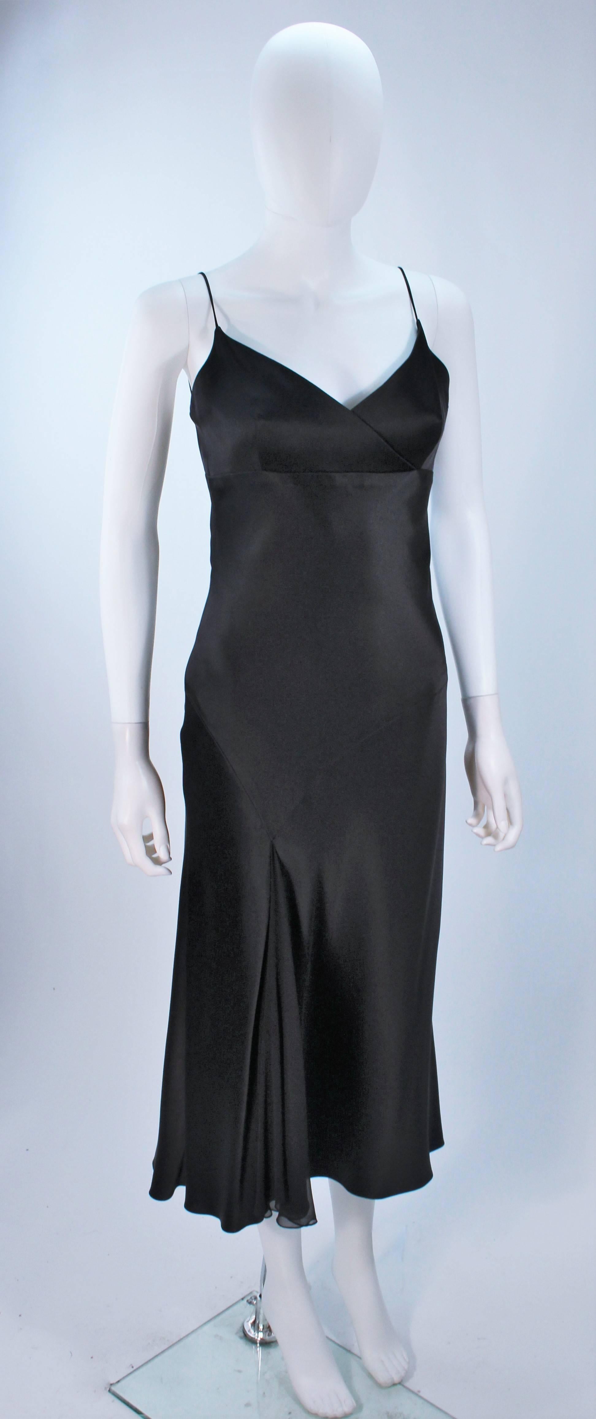 MONIQUE LHUILLER Black Silk Bias Cut Dress Size 12 For Sale 1