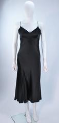 MONIQUE LHUILLER Black Silk Bias Cut Dress Size 12