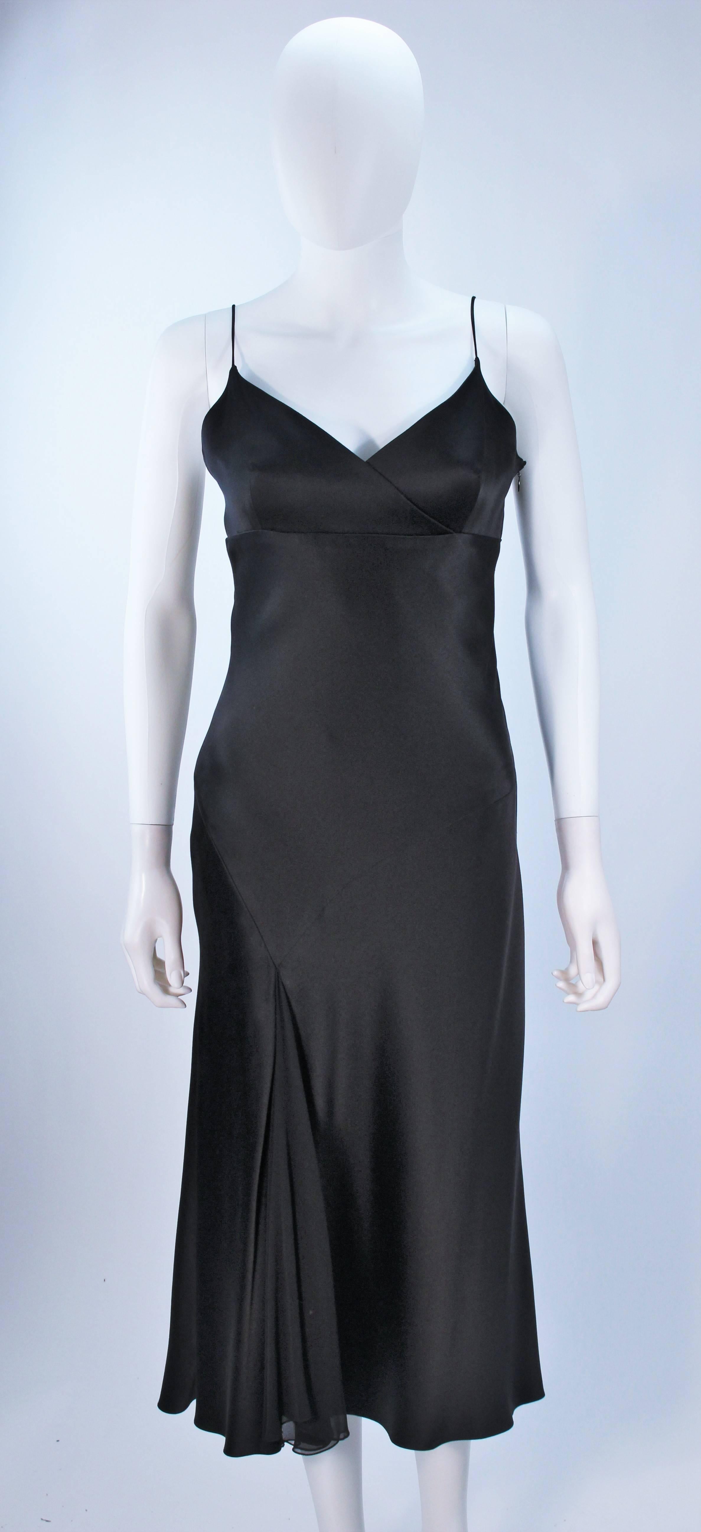 MONIQUE LHUILLER Black Silk Bias Cut Dress Size 12 In Excellent Condition For Sale In Los Angeles, CA