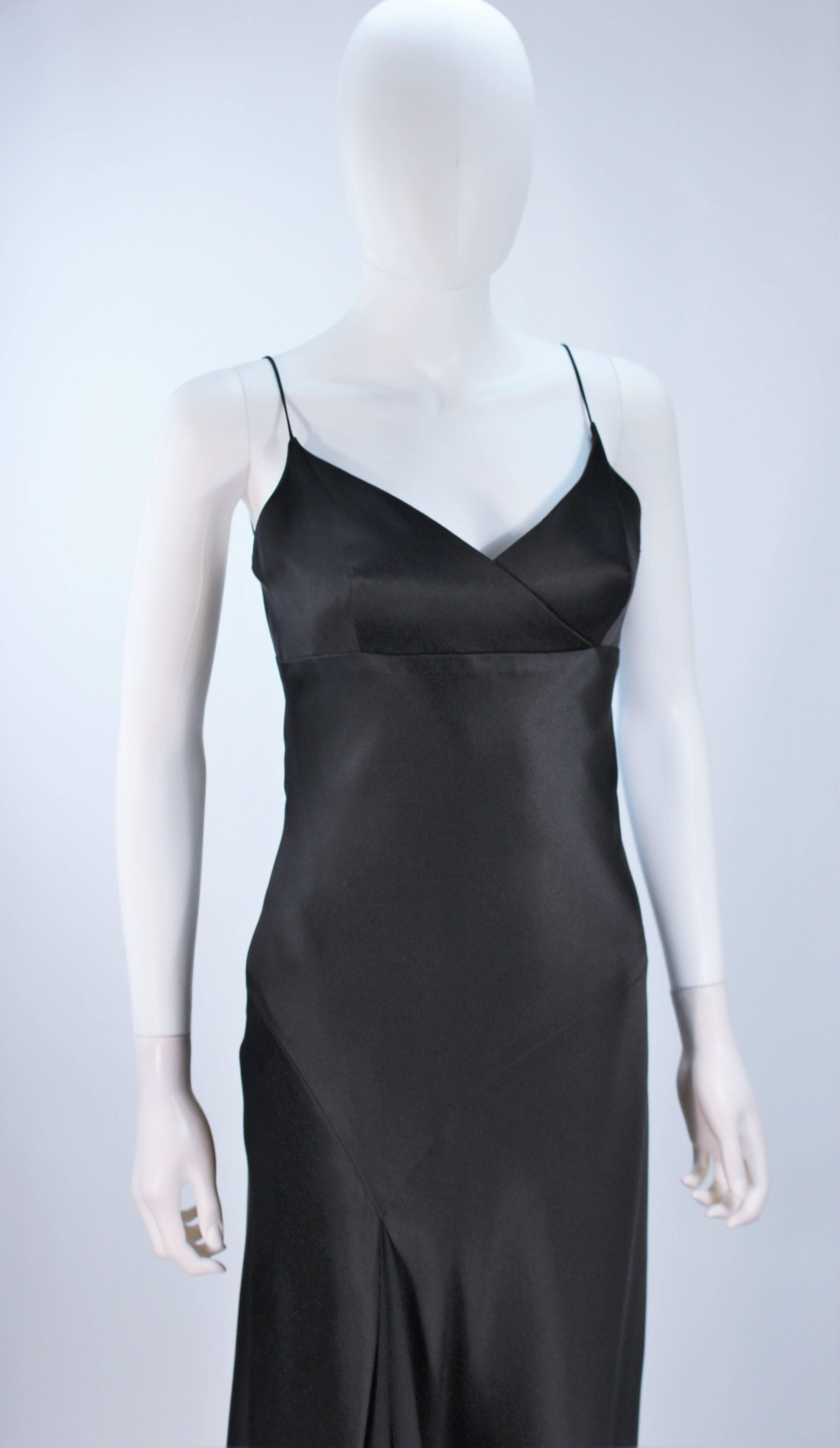 MONIQUE LHUILLER Black Silk Bias Cut Dress Size 12 For Sale 2