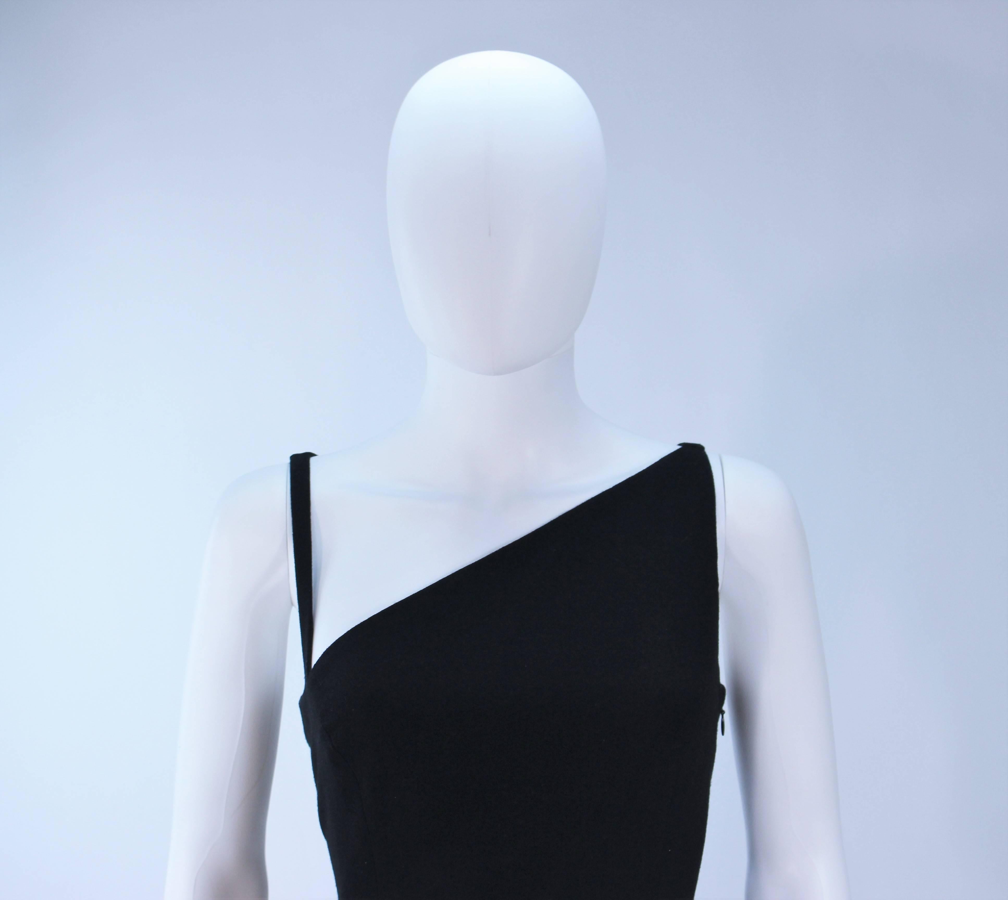 JOHN GALLIANO Black Asymmetrical Cocktail Dress Size 6 In Excellent Condition In Los Angeles, CA