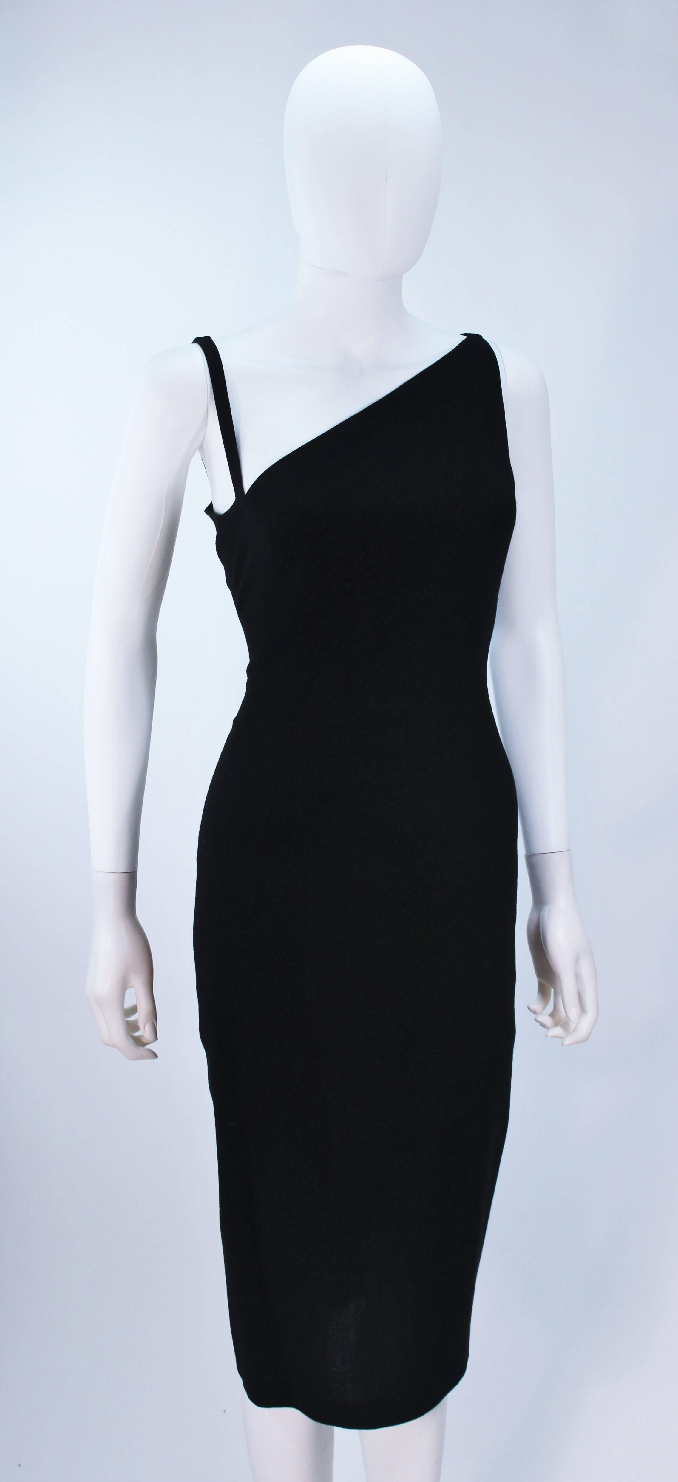 JOHN GALLIANO Black Asymmetrical Cocktail Dress Size 6 1