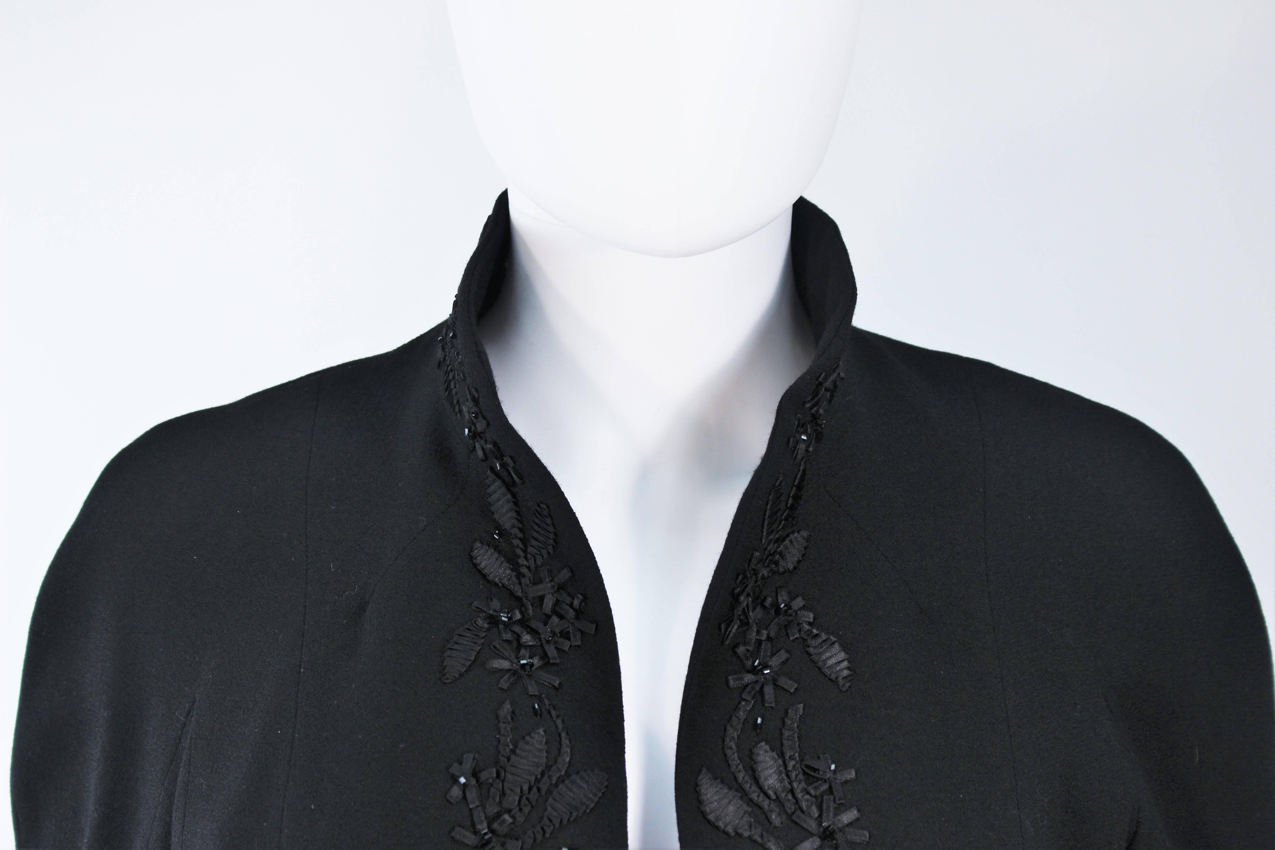 JOHN GALLIANO Black Embellished Jacket Size 6 In Excellent Condition In Los Angeles, CA