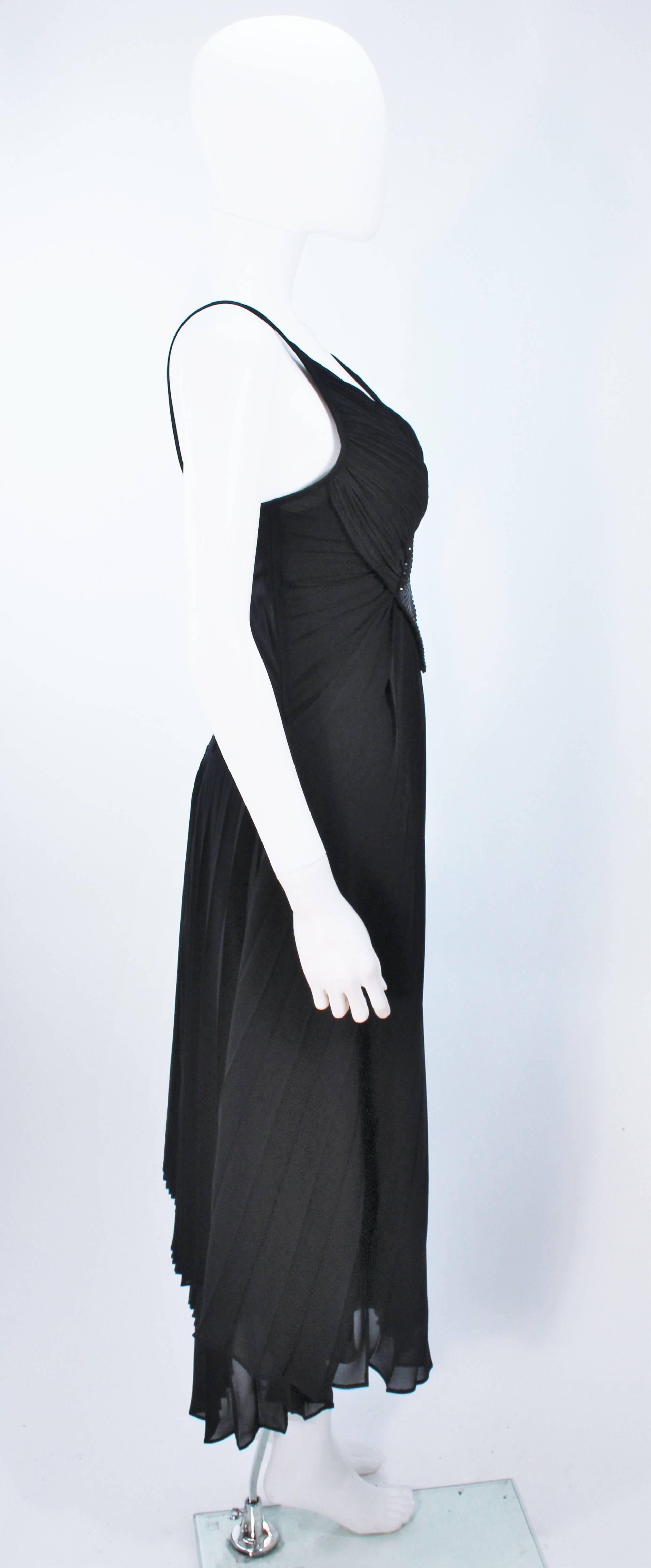 PACO RABANNE Black Silk Jerset Dress with Rhinestone Detail Size 42 In Excellent Condition For Sale In Los Angeles, CA