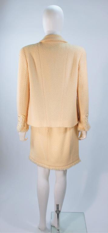 CHANEL Cream Wool 3pc Skirt Suit with Fringe Trim and Gold Hardware ...