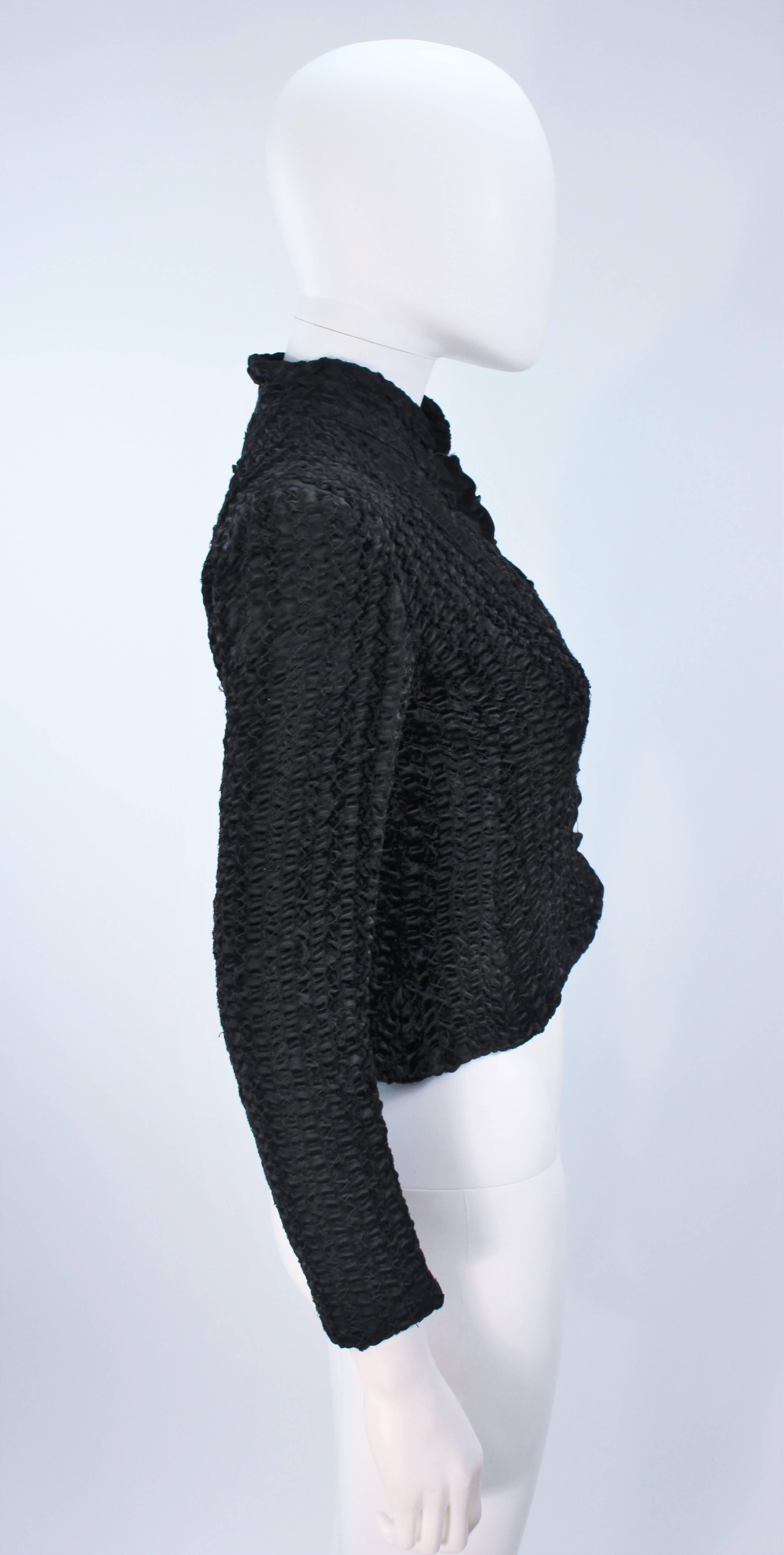 CHLOE Puckered Black Silk Elastic Jacket Size 4-6 3