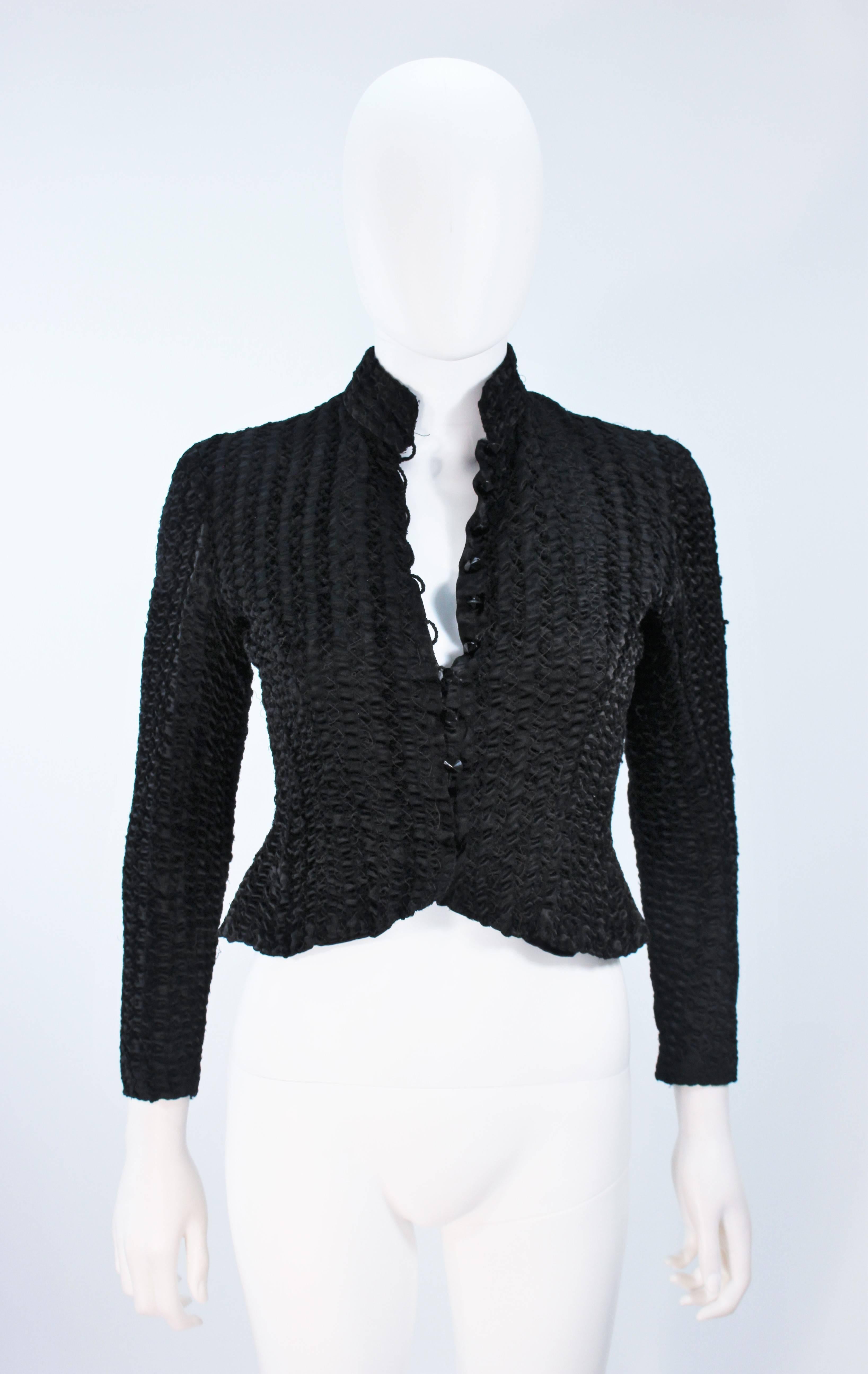 CHLOE Puckered Black Silk Elastic Jacket Size 4-6 In Excellent Condition In Los Angeles, CA