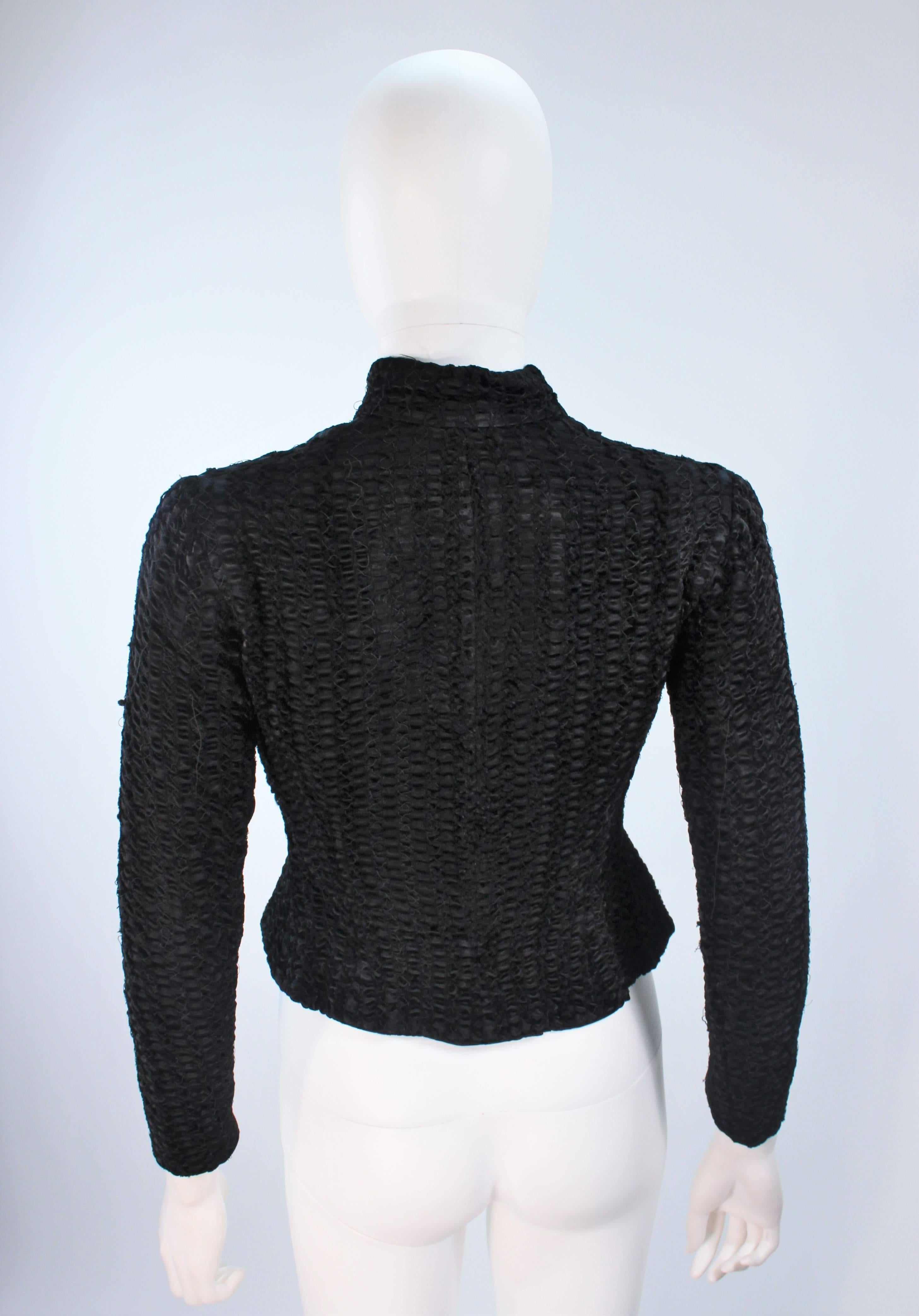 CHLOE Puckered Black Silk Elastic Jacket Size 4-6 5