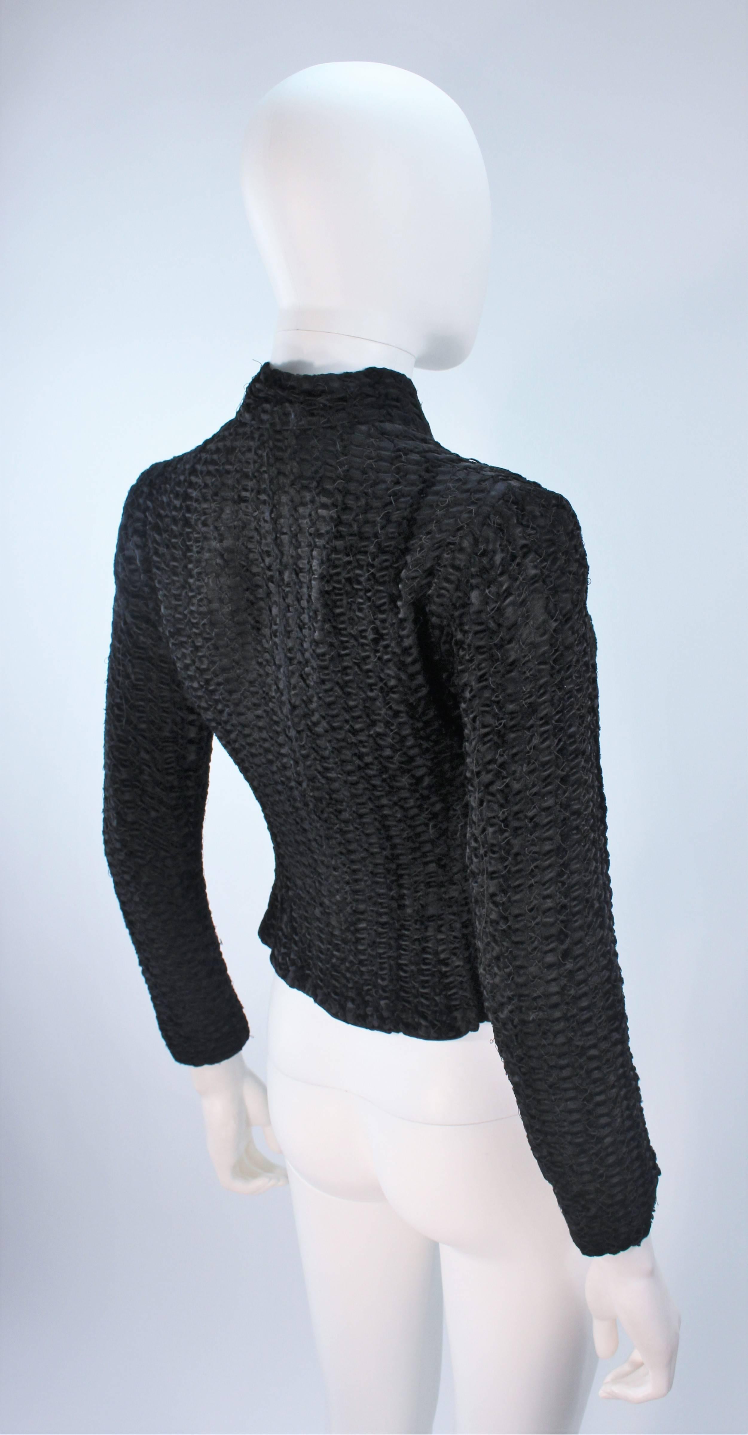 CHLOE Puckered Black Silk Elastic Jacket Size 4-6 4