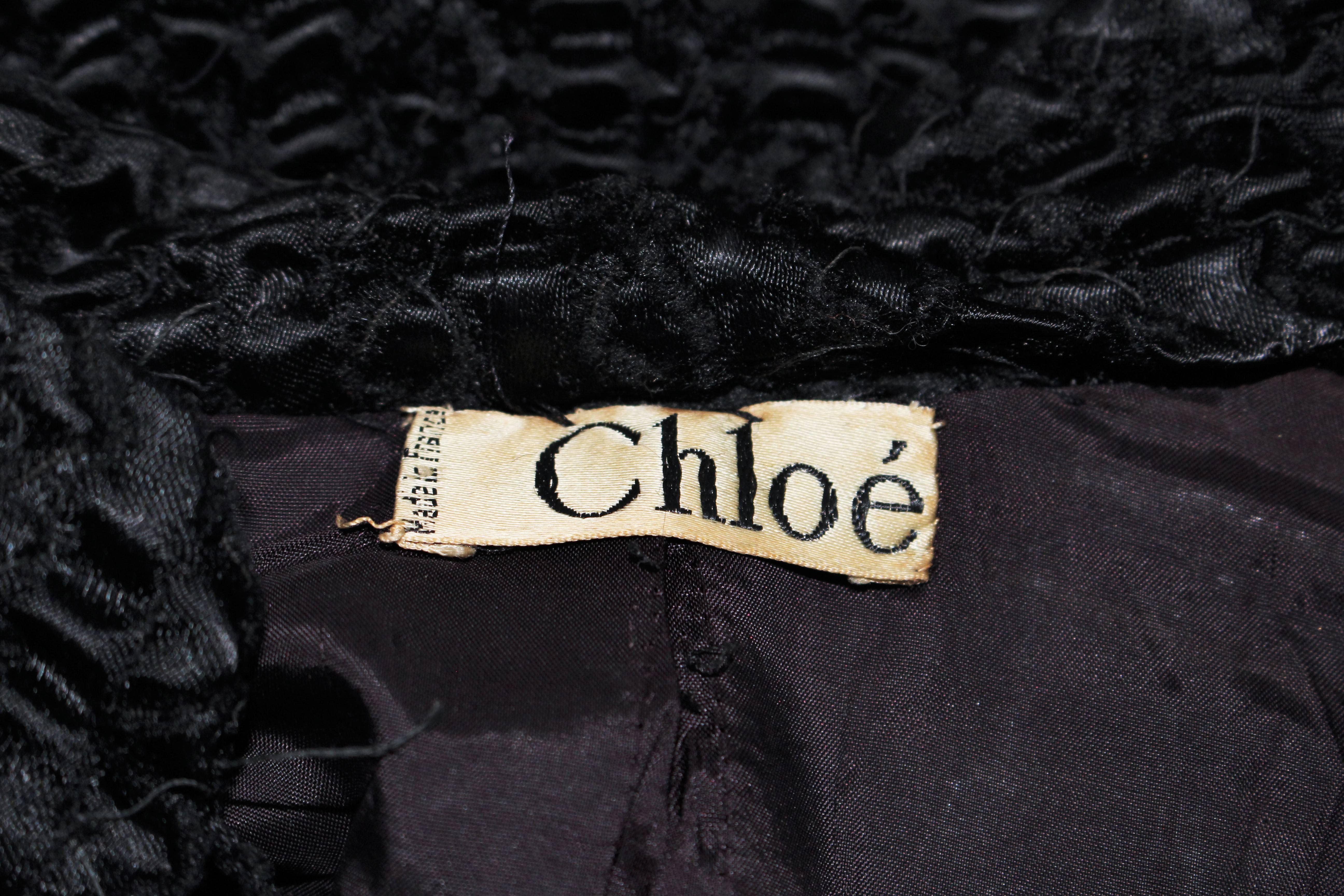 CHLOE Puckered Black Silk Elastic Jacket Size 4-6 6