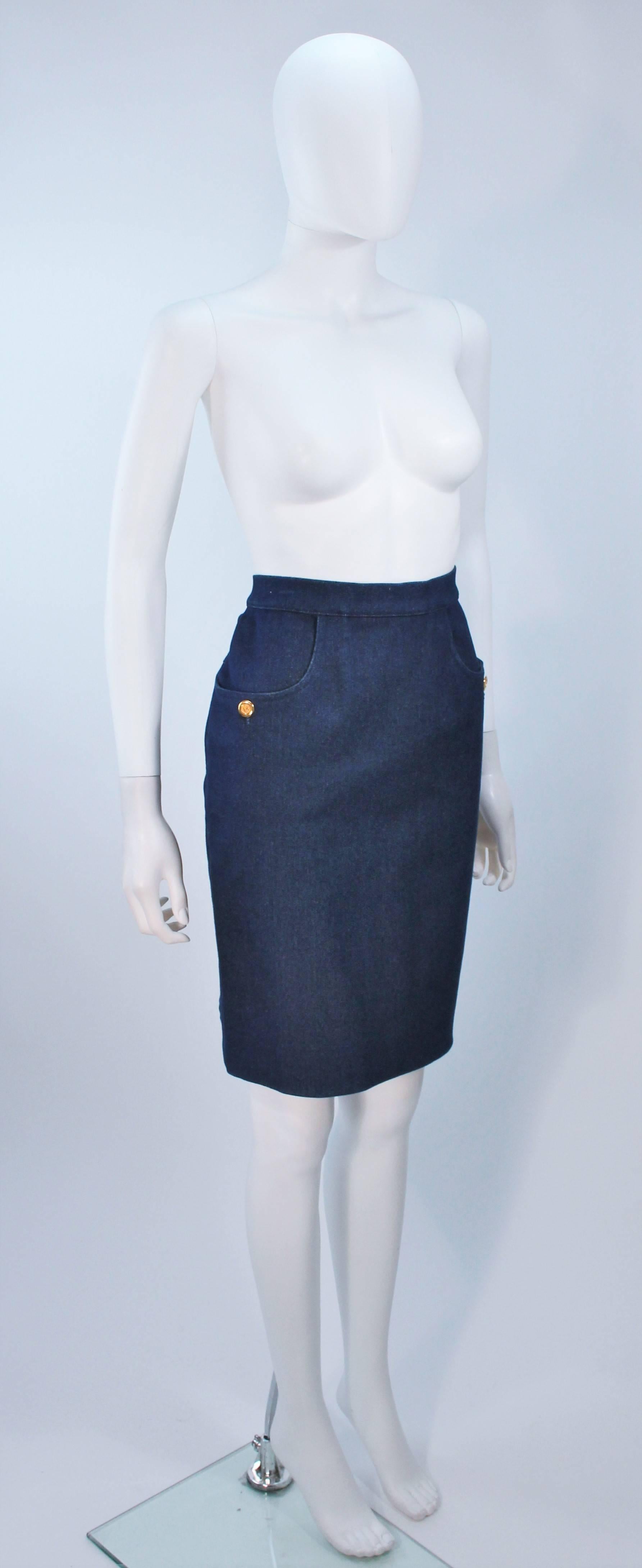 Women's CHANEL Stretch Denim Skirt with Buttons Size 6