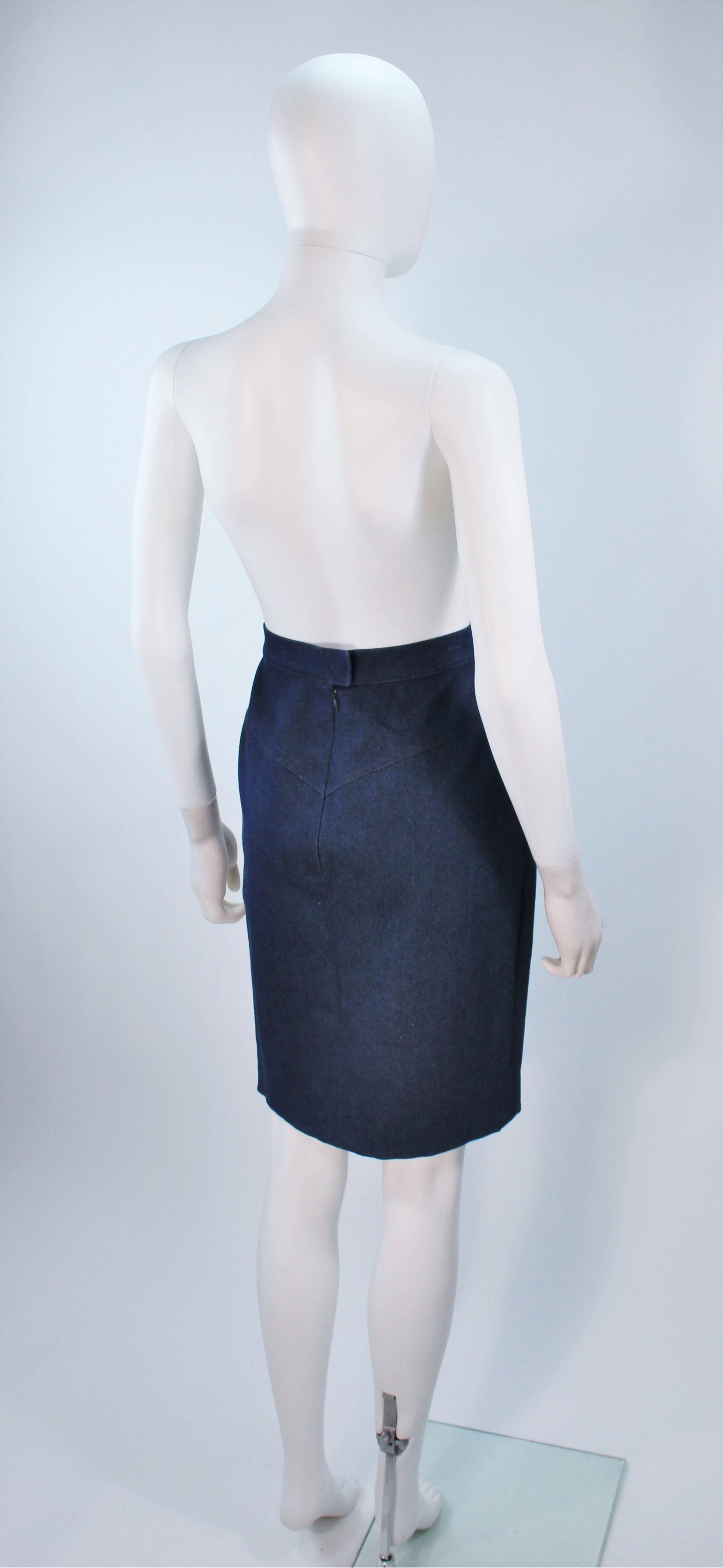 CHANEL Stretch Denim Skirt with Buttons Size 6 2
