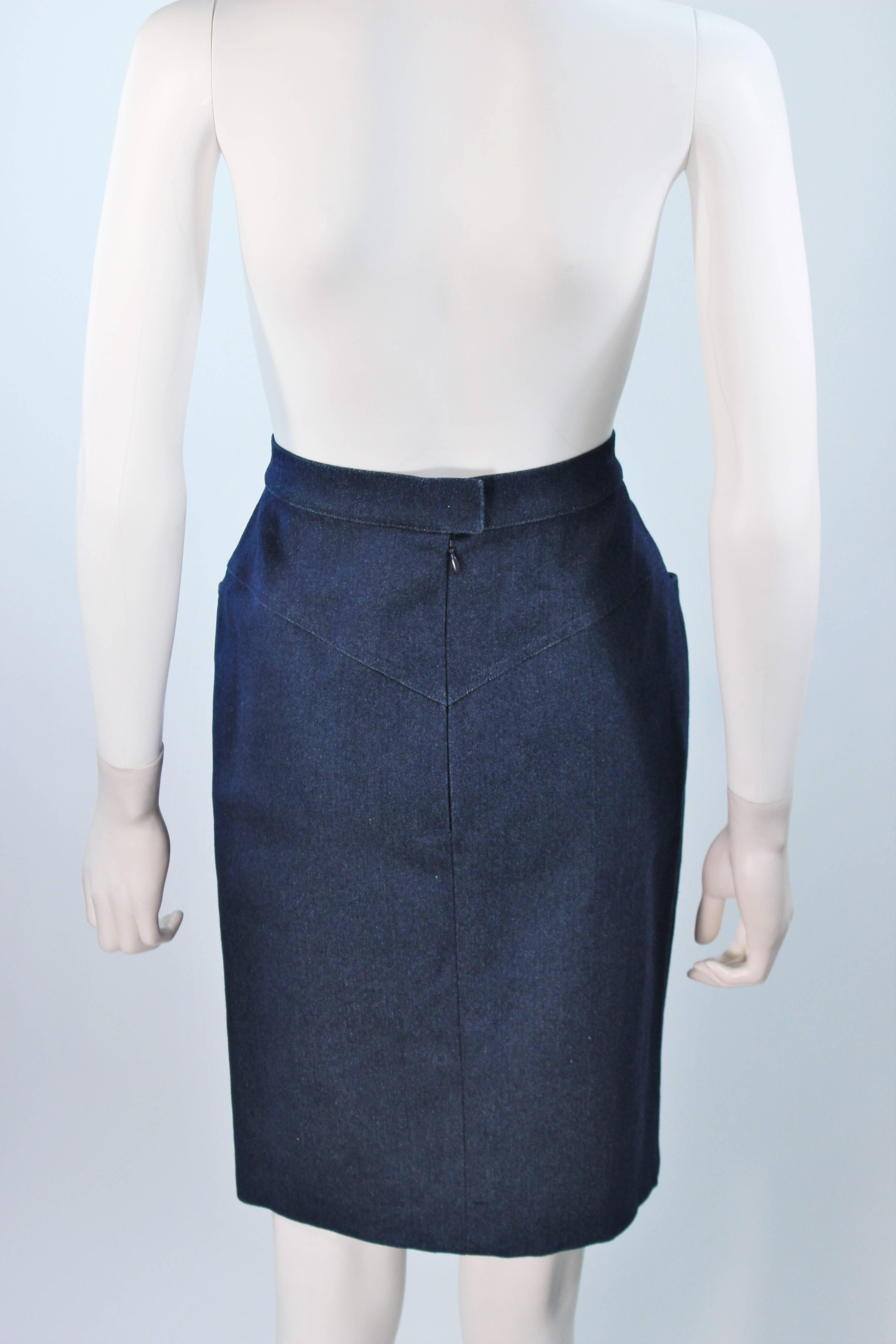 CHANEL Stretch Denim Skirt with Buttons Size 6 at 1stDibs