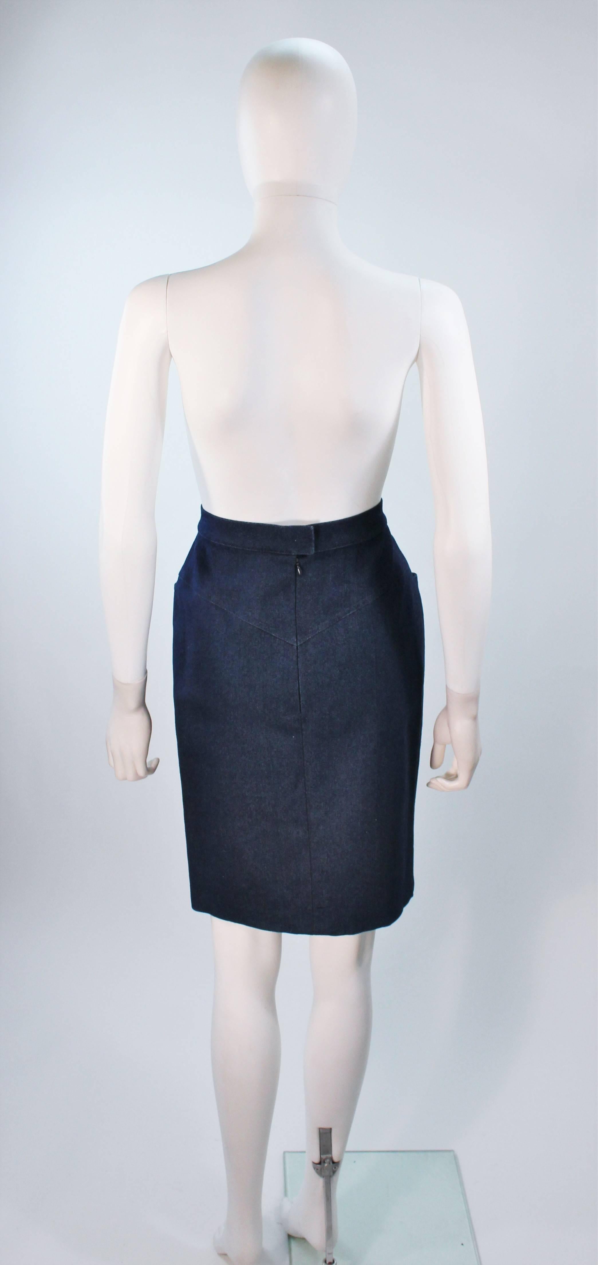 CHANEL Stretch Denim Skirt with Buttons Size 6 3