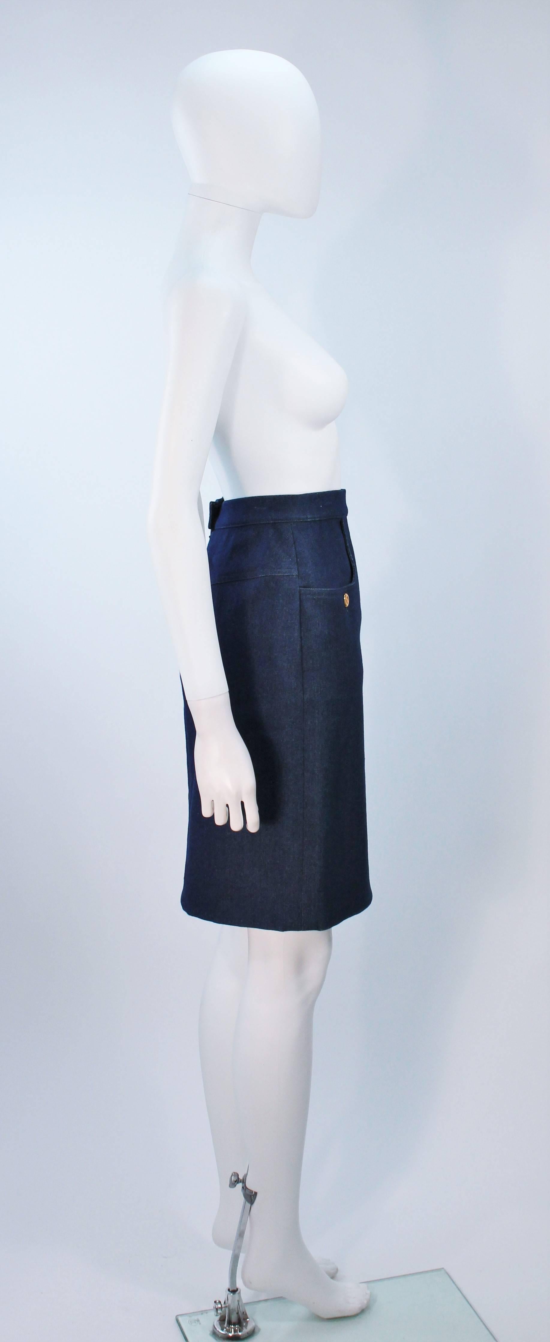 CHANEL Stretch Denim Skirt with Buttons Size 6 1