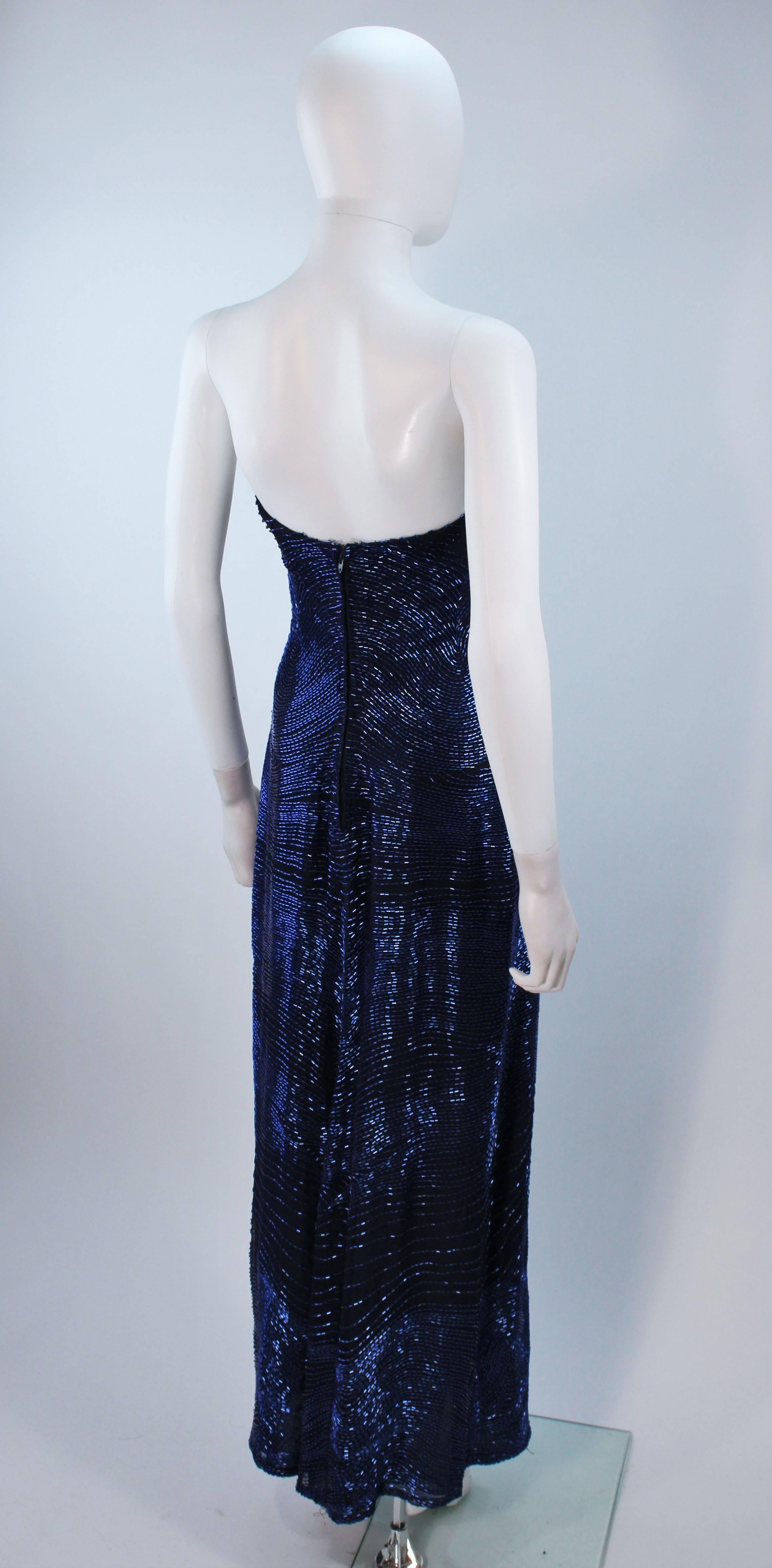 HALSTON Rare Blue Beaded Strapless Gown Size 2-6 2