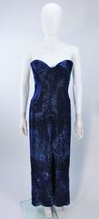 HALSTON Rare Blue Beaded Strapless Gown Size 2-6