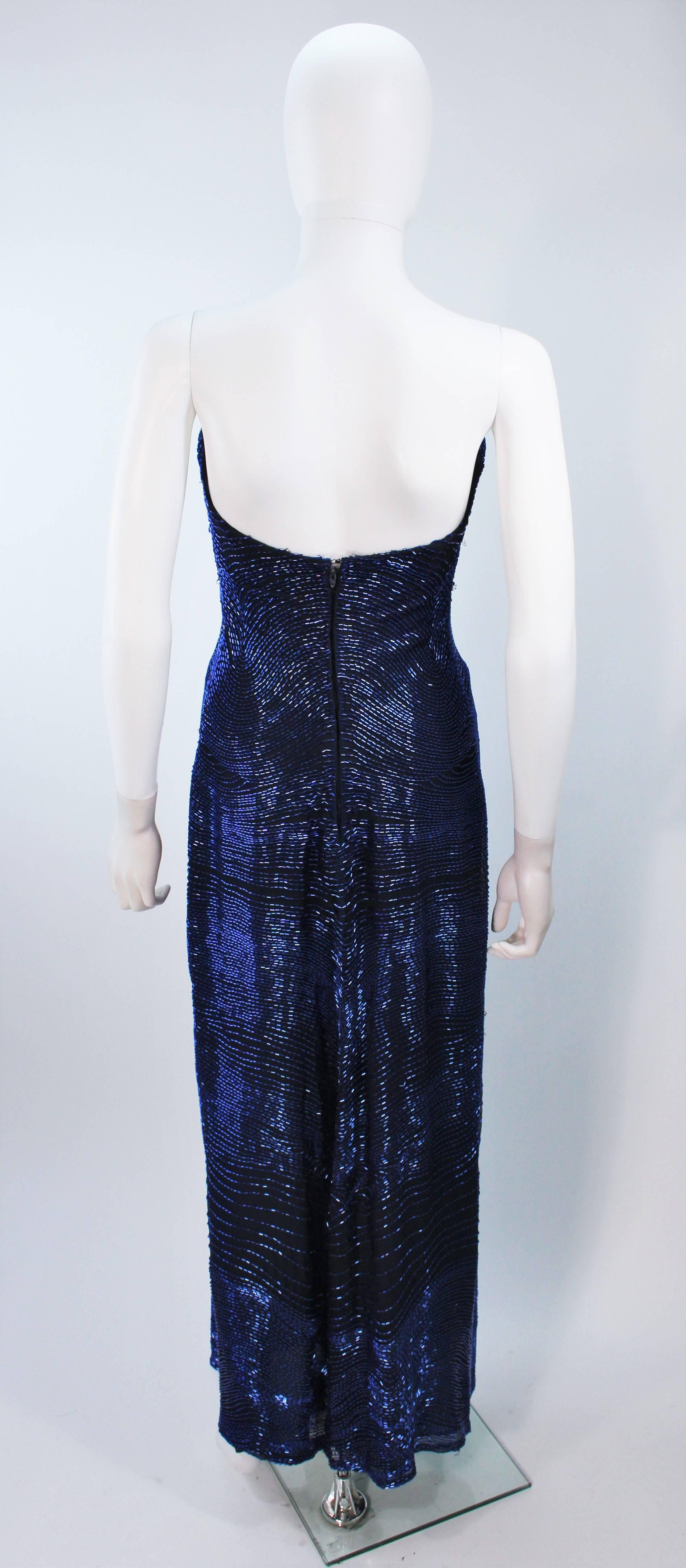 HALSTON Rare Blue Beaded Strapless Gown Size 2-6 3