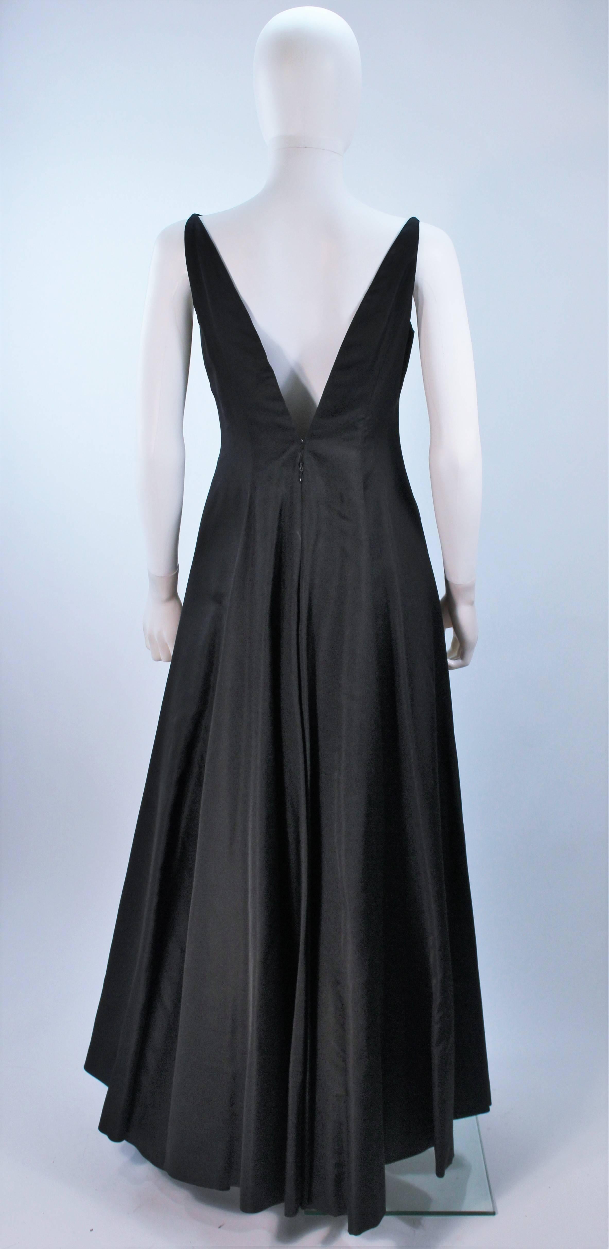 OSCAR DE LA RENTA Black Satin Gown and Embellished Jacket Ensemble Size 8 5