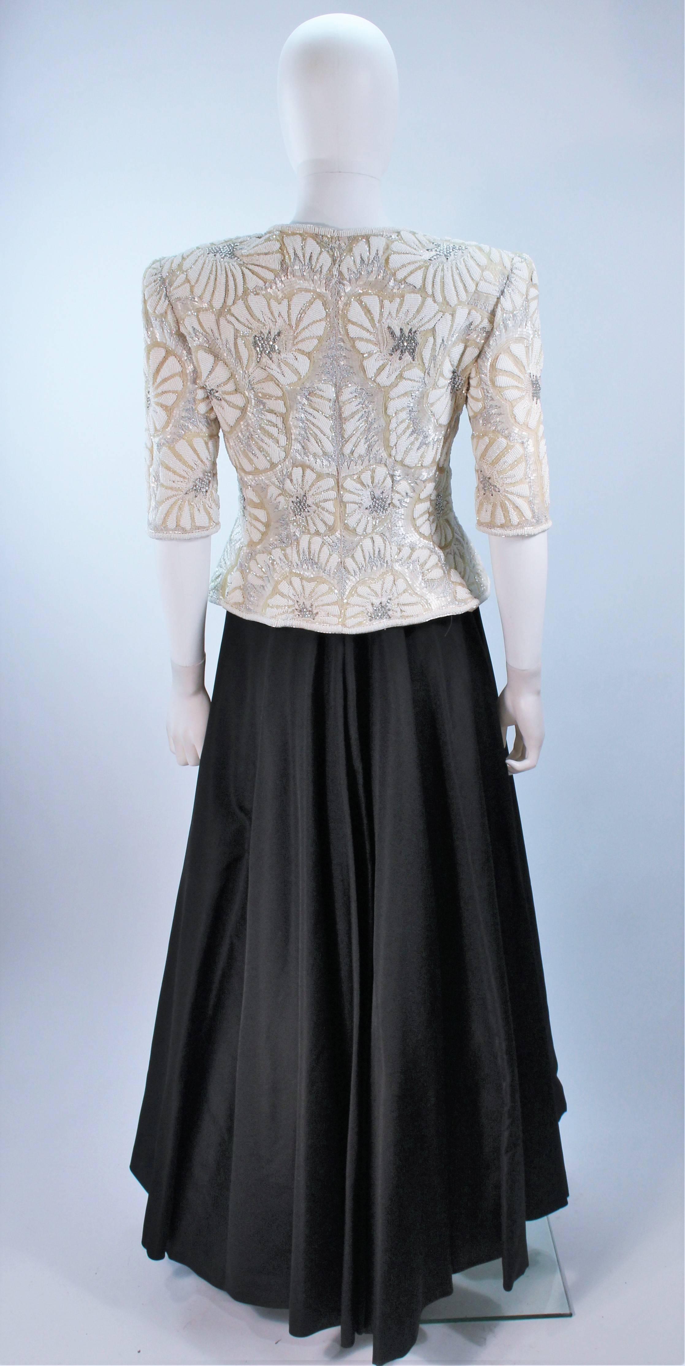 OSCAR DE LA RENTA Black Satin Gown and Embellished Jacket Ensemble Size 8 4