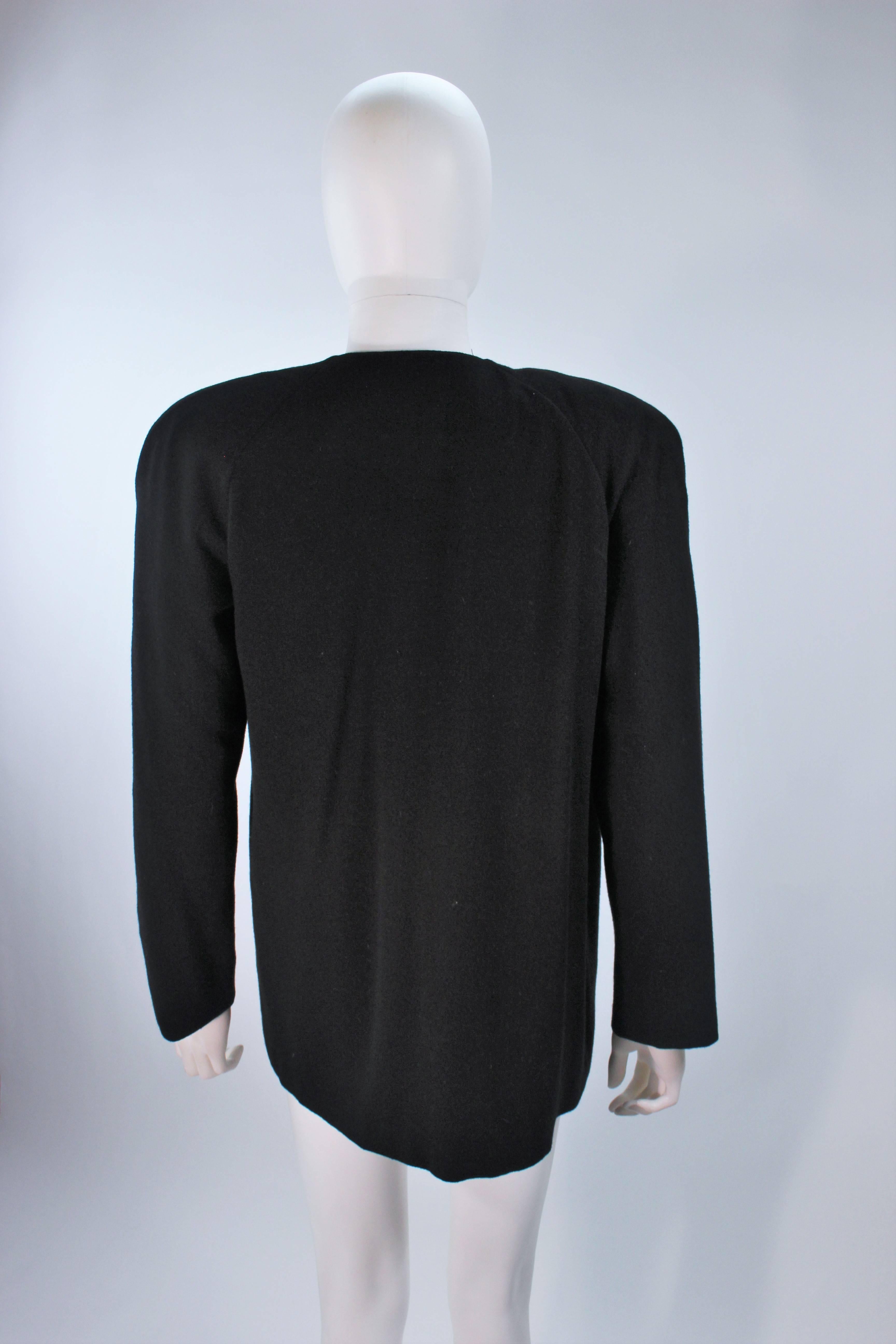 CAROLYN ROEHM Black Knit Wool Jacket with Rhinestone Applique Size 6-10 4