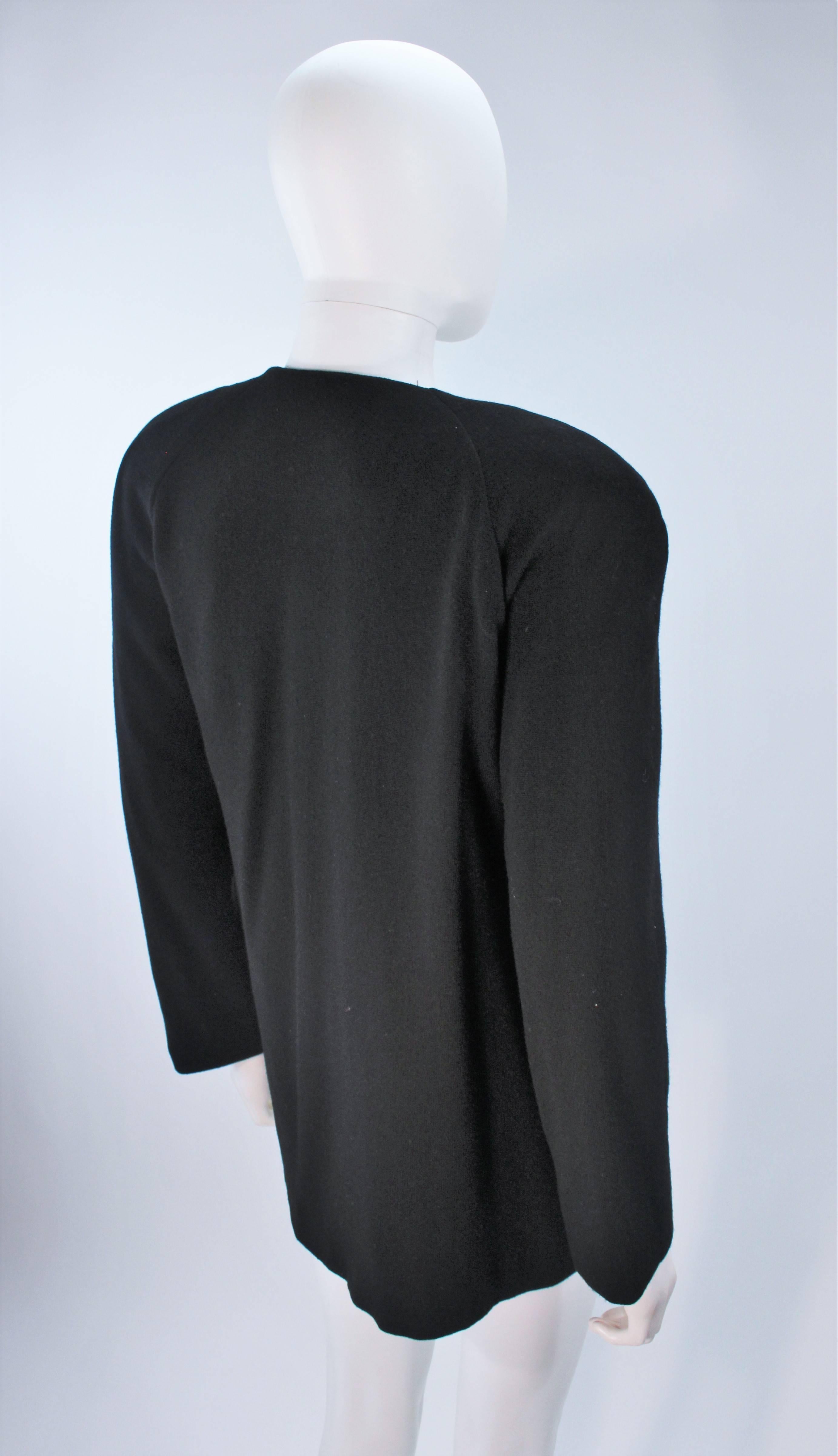 CAROLYN ROEHM Black Knit Wool Jacket with Rhinestone Applique Size 6-10 3