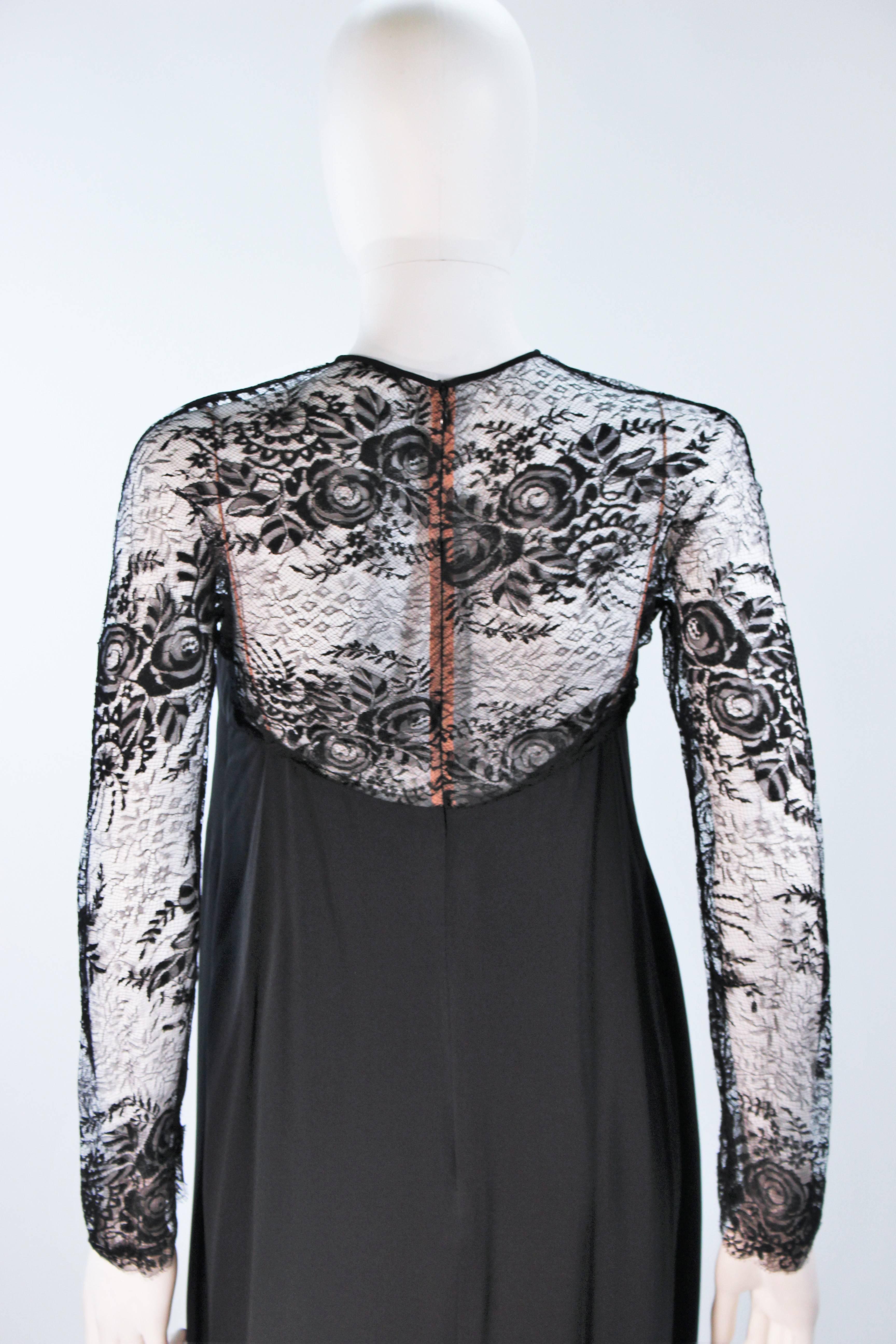 GALANOS Black Lace Cocktail Dress with Metallic Accents Size 8-10 5