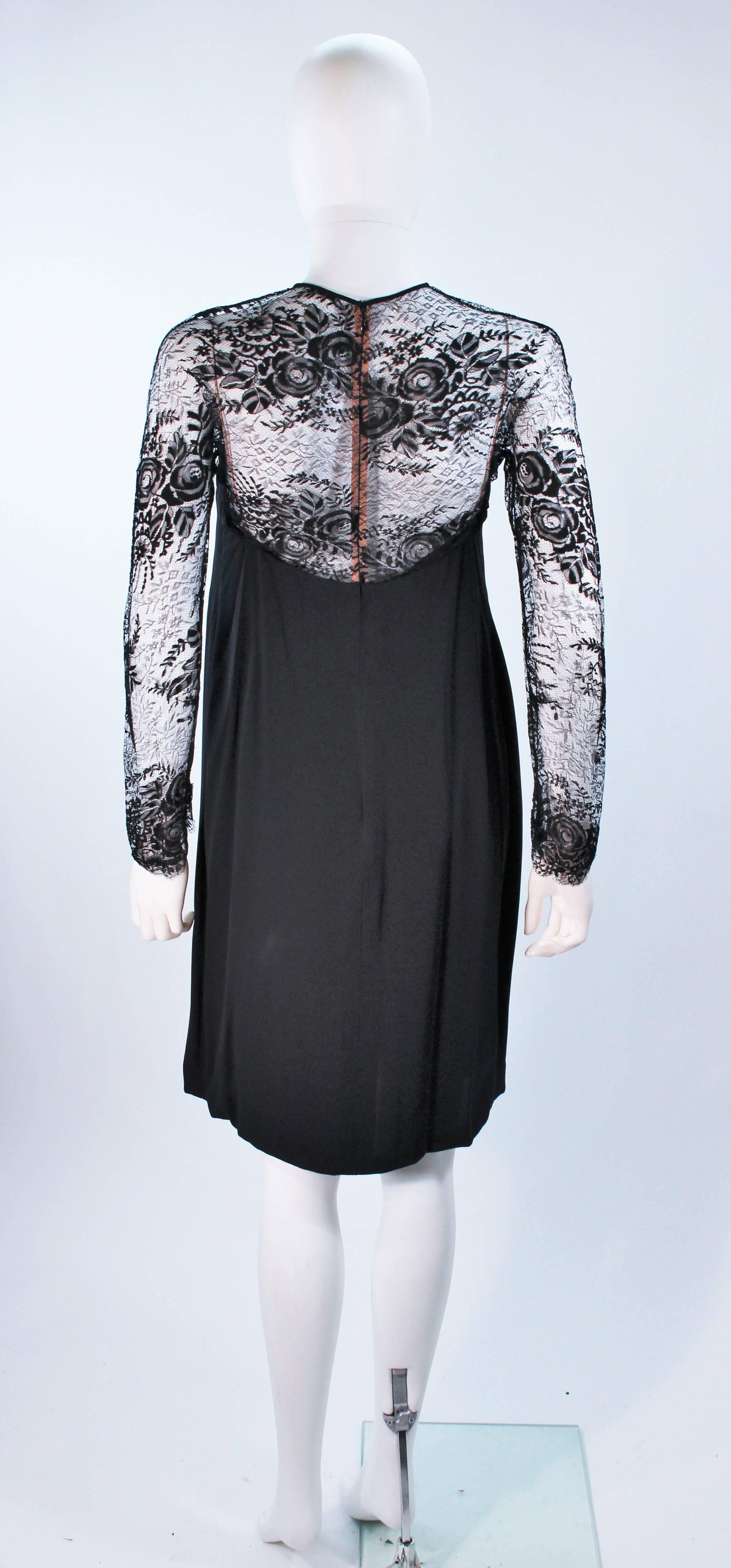 GALANOS Black Lace Cocktail Dress with Metallic Accents Size 8-10 4